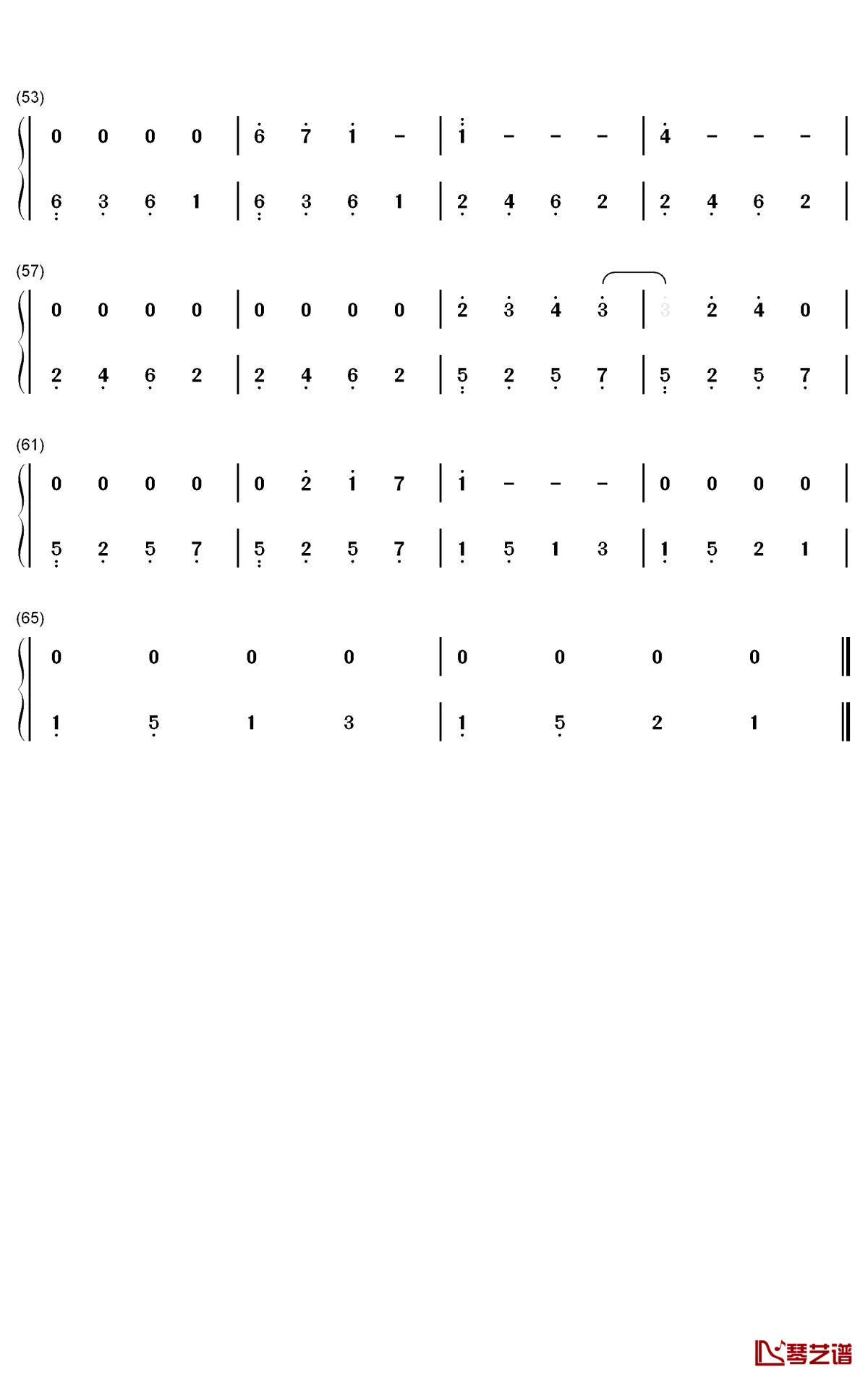 冬表树钢琴简谱-数字双手-班得瑞3