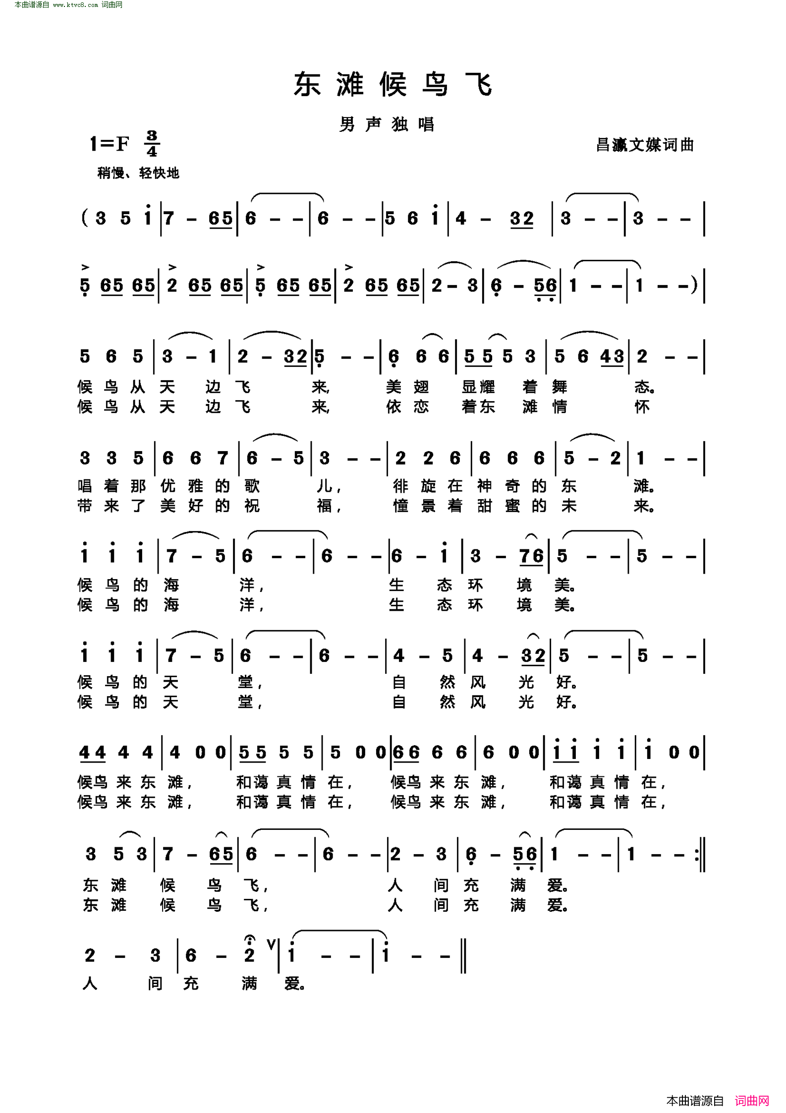 东滩候鸟飞简谱1