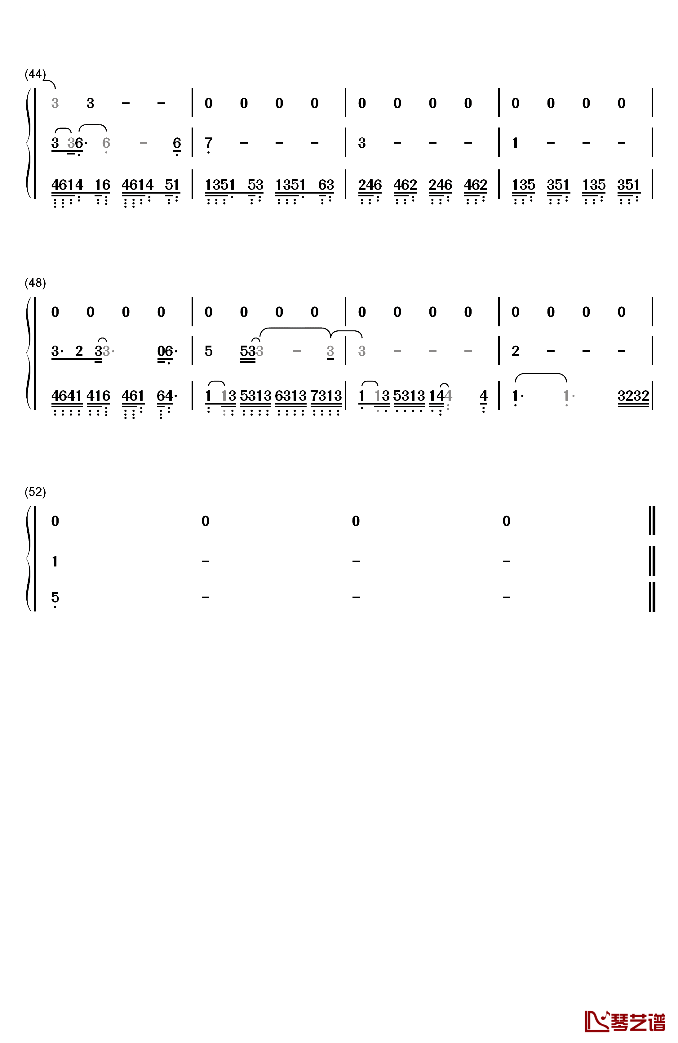 气球钢琴简谱-数字双手-许哲佩4