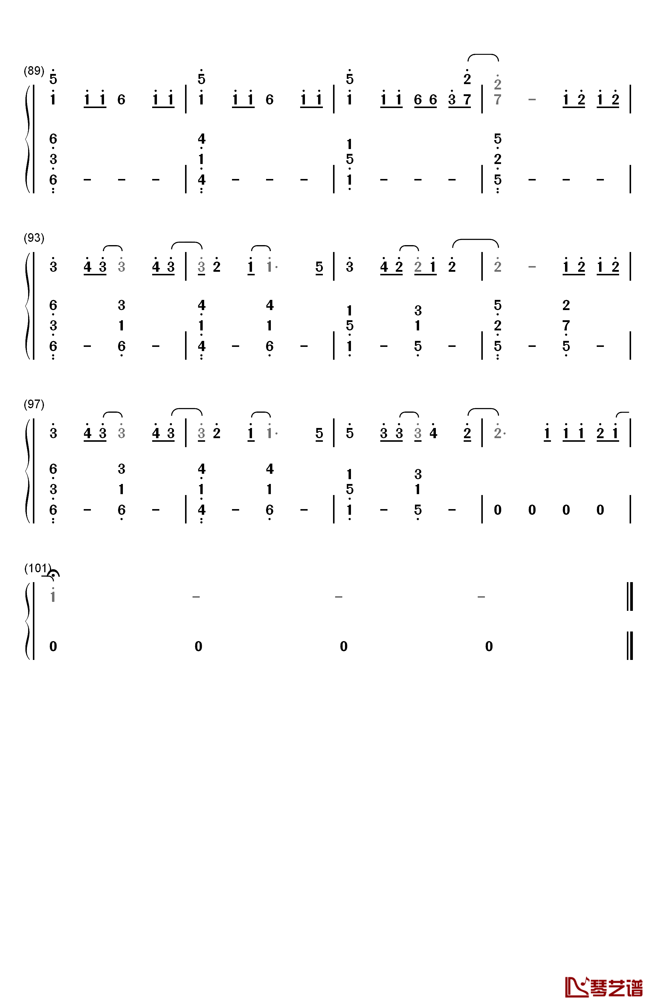 下坠Falling钢琴简谱-数字双手-Corki5