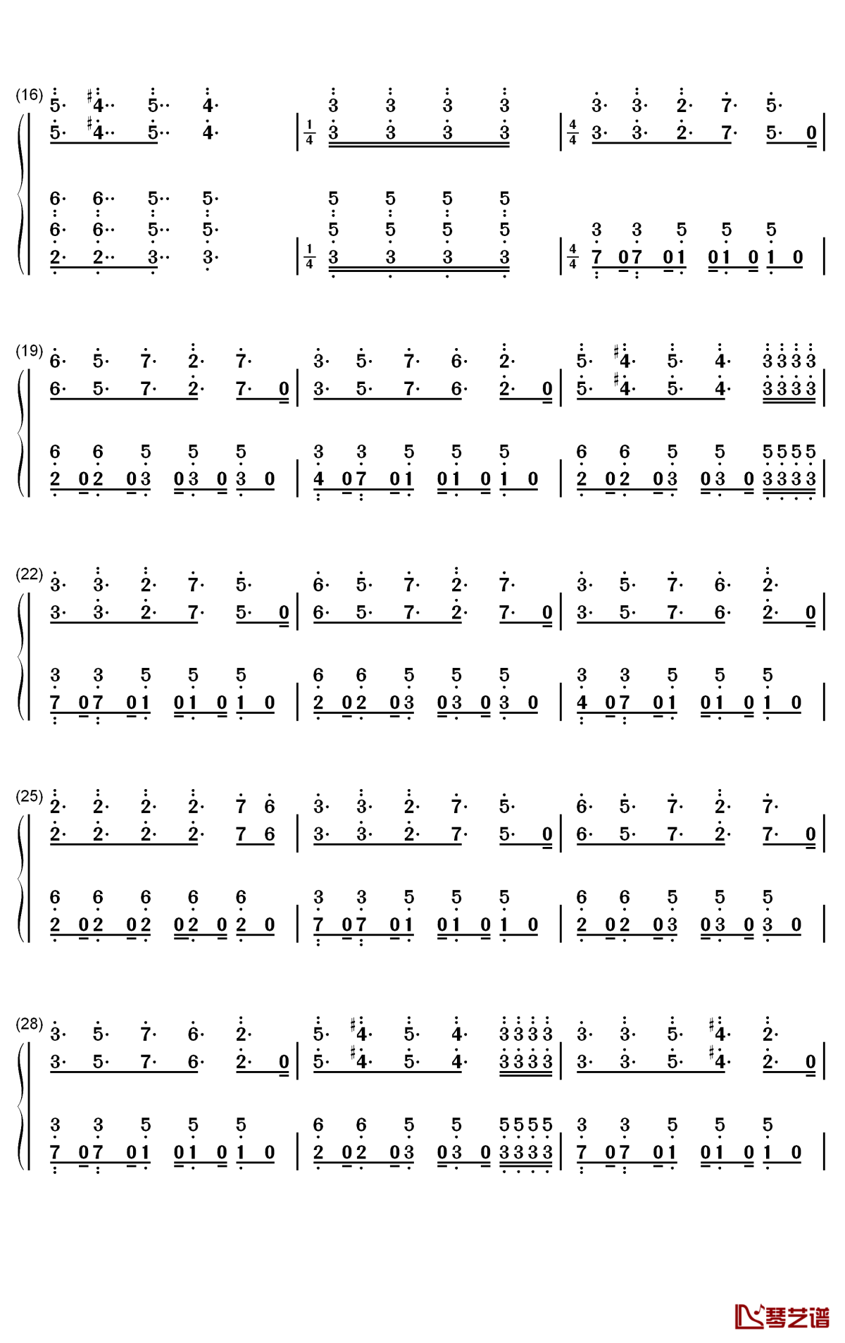 Higher钢琴简谱-数字双手-Tobu2