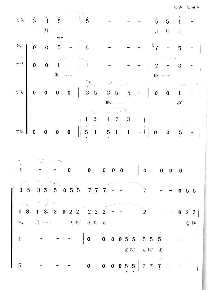 三月三九月九混声合唱简谱-宋祖英演唱-潘琦/傅馨词曲1
