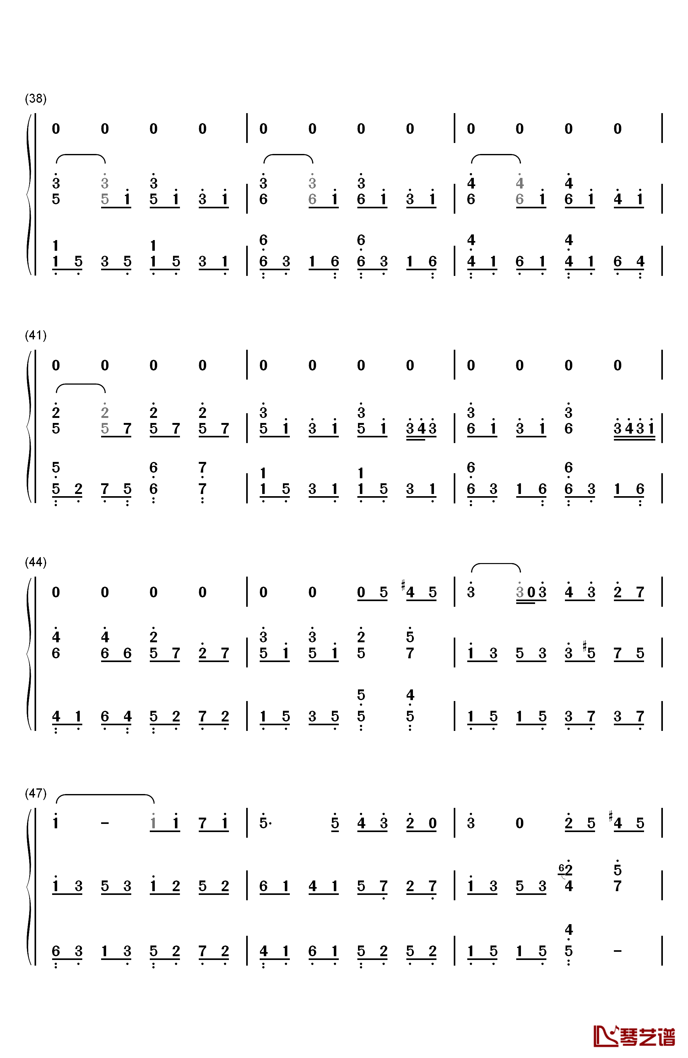 彩虹伴奏版钢琴简谱-数字双手-周杰伦4