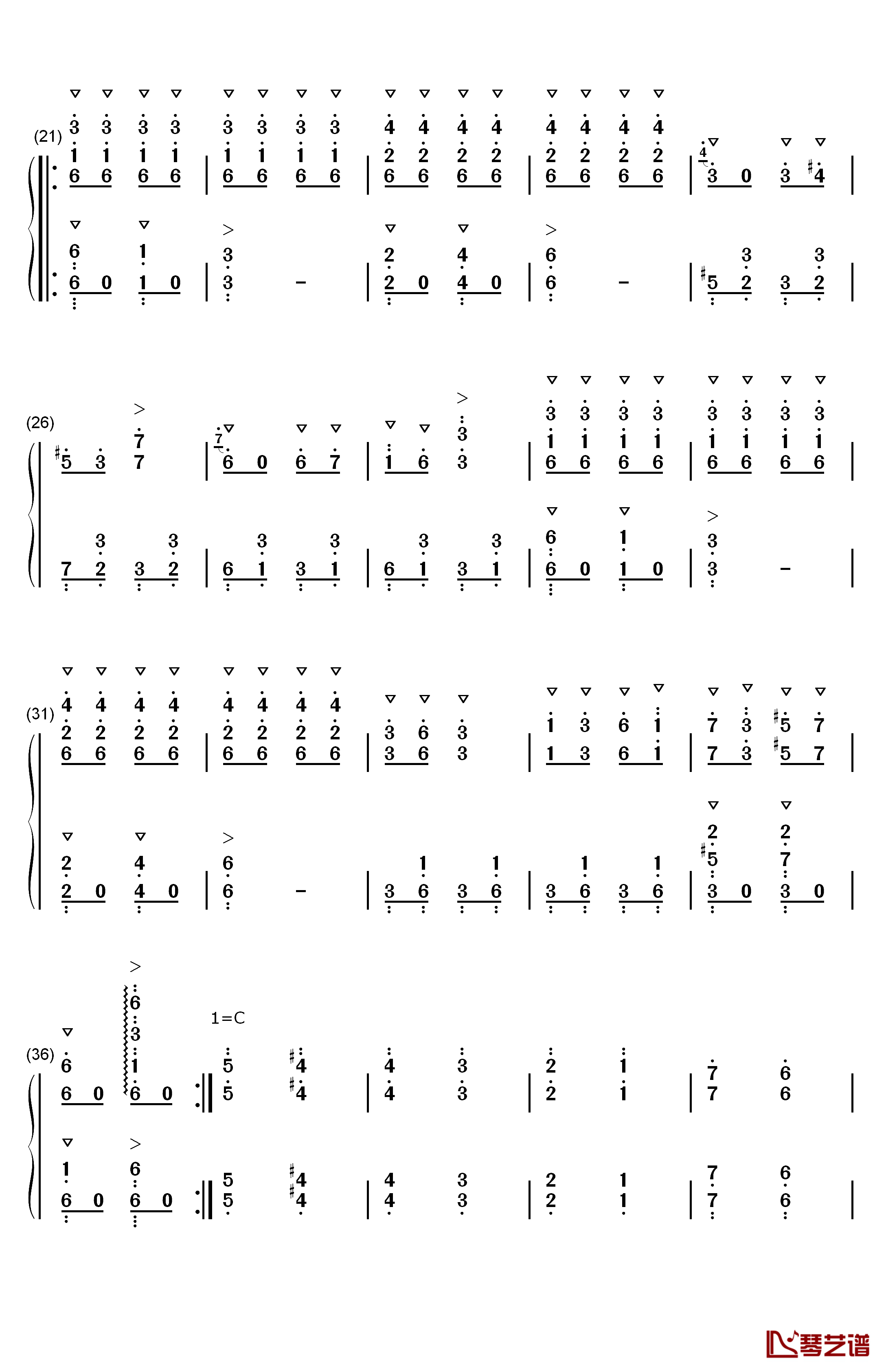 邮递马车钢琴简谱-数字双手-冈本敦郎2