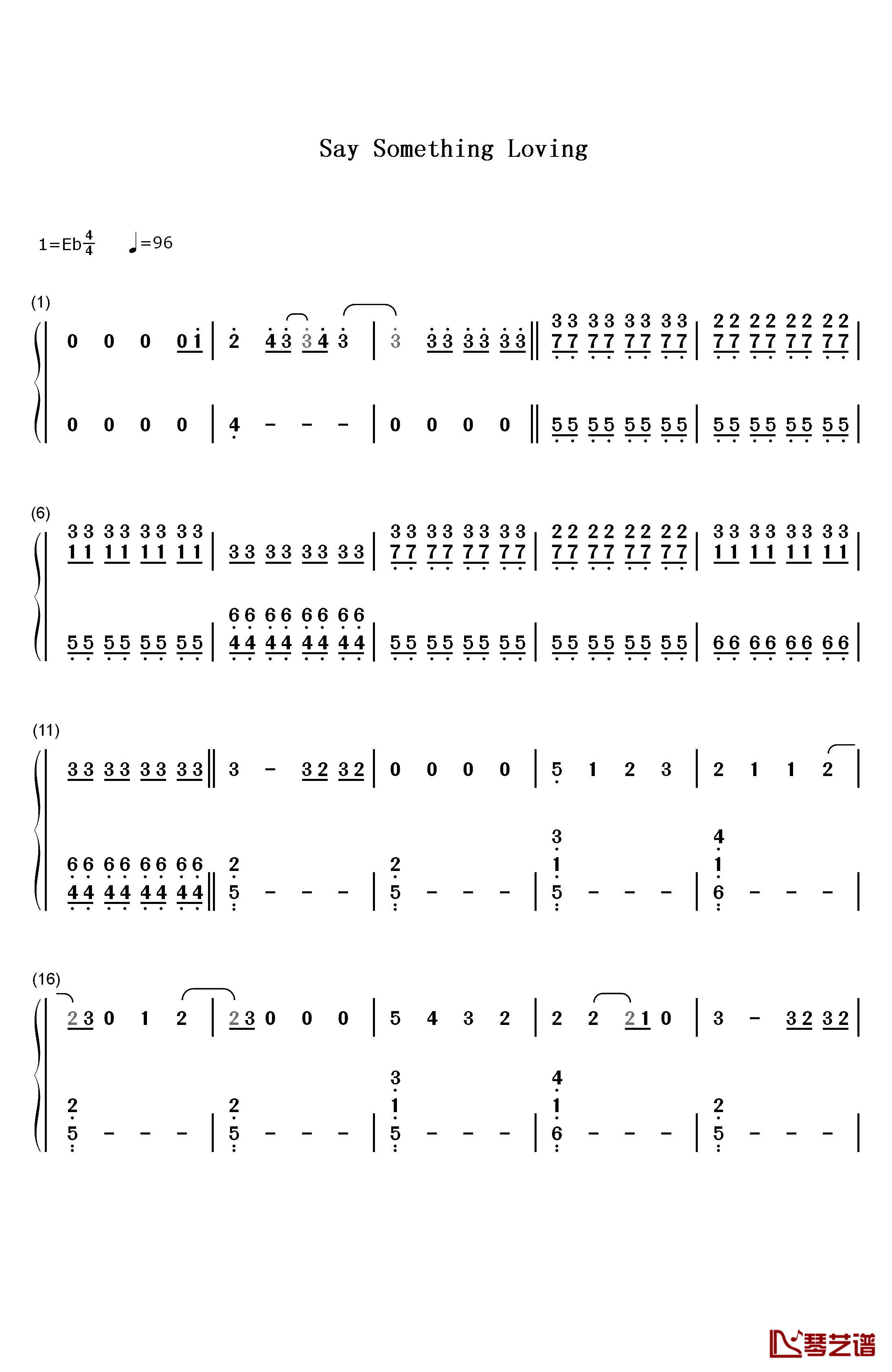 Say Something Loving钢琴简谱-数字双手-The XX1