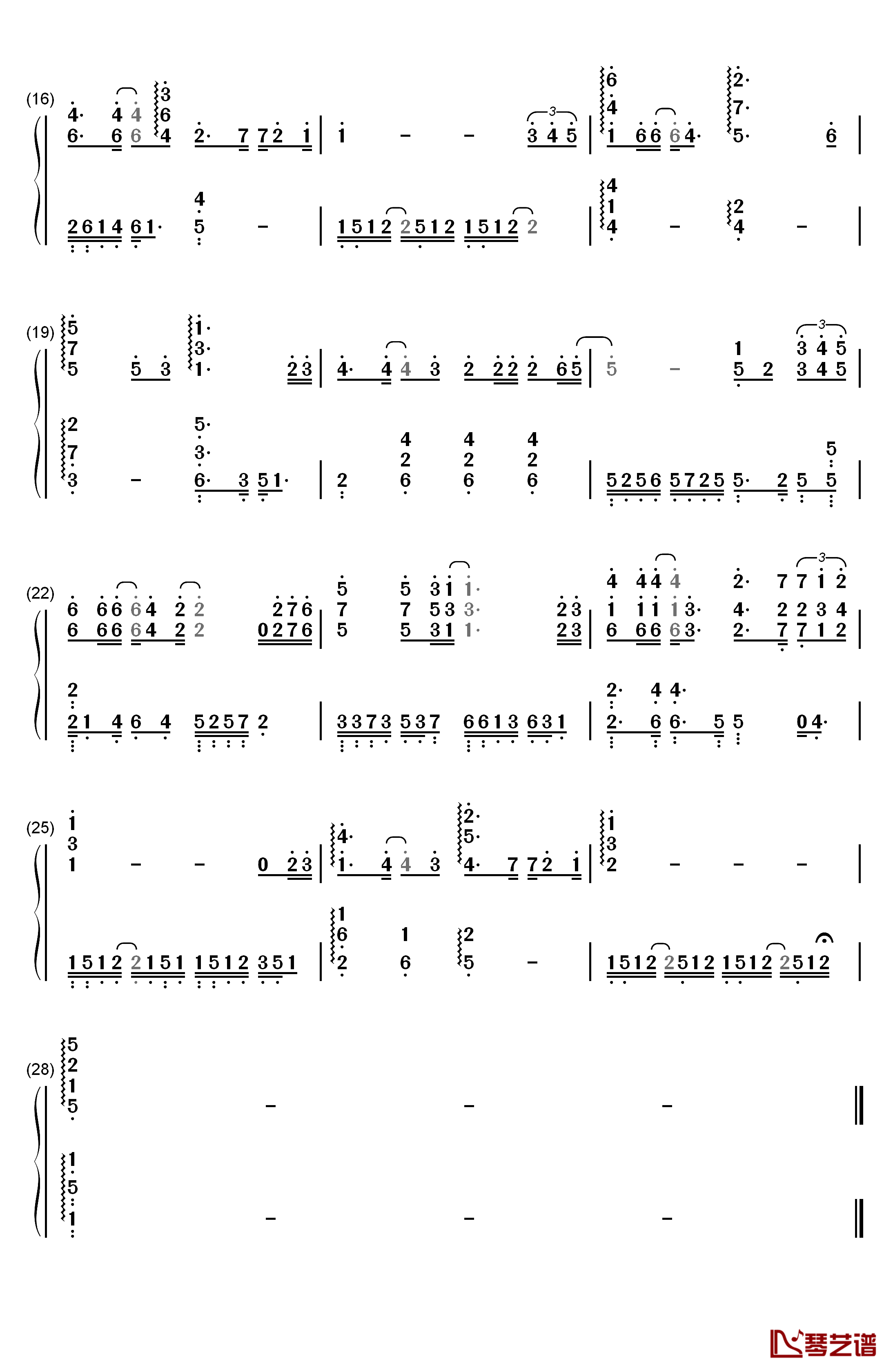 梨花又开放钢琴简谱-数字双手-韩红2