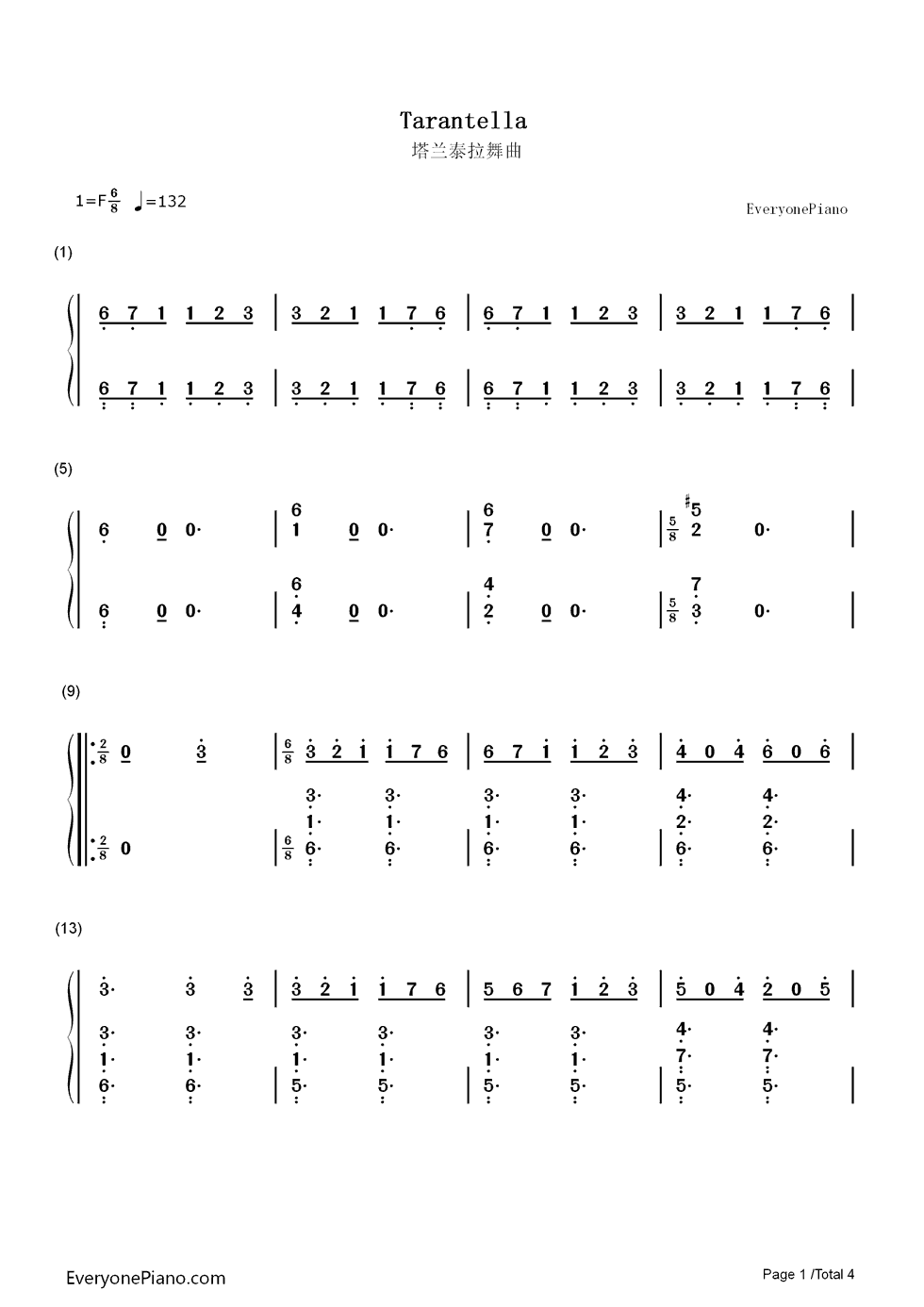 塔兰泰拉舞曲钢琴简谱-布格缪勒演唱1