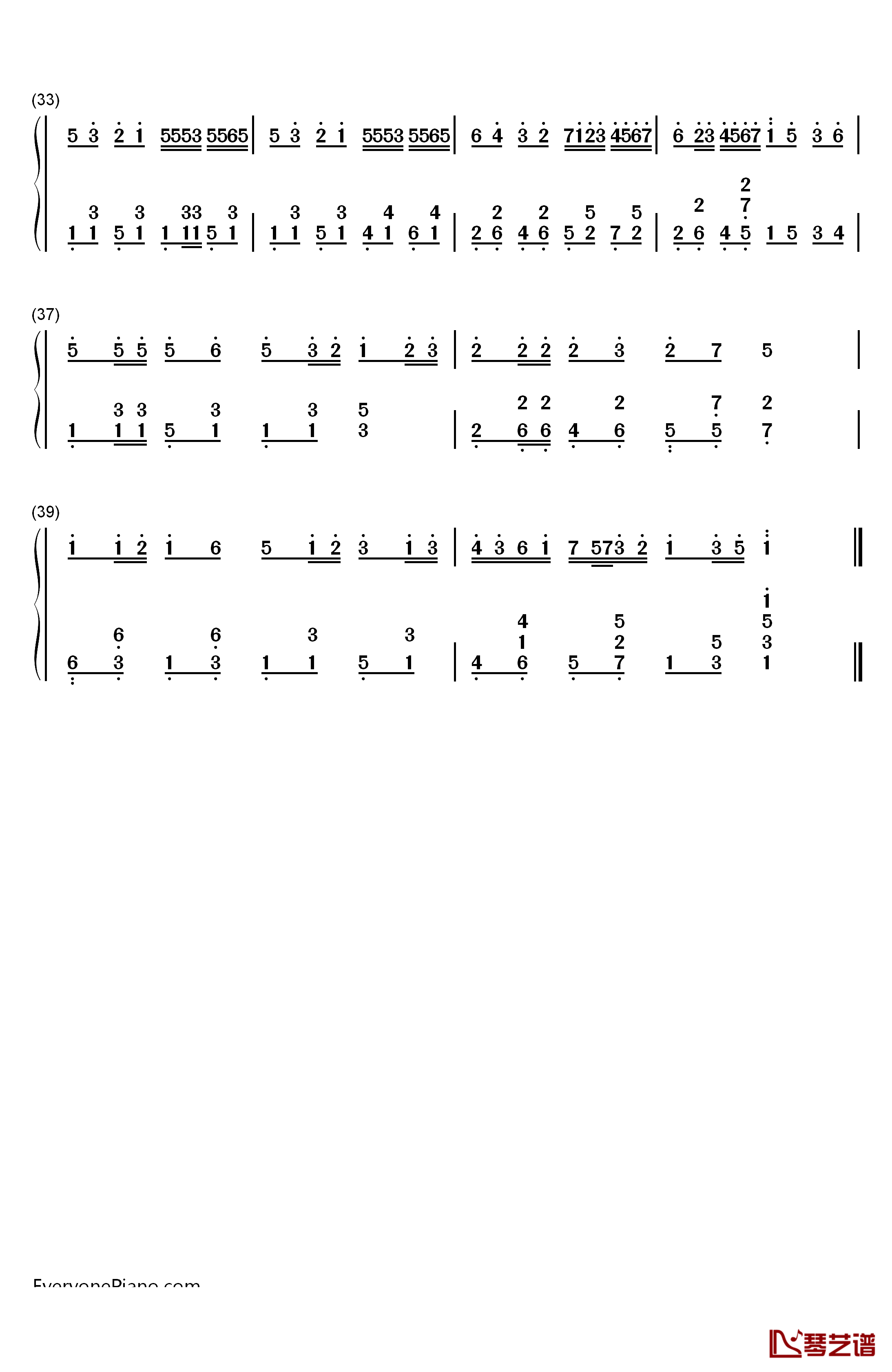 圣诞随想钢琴简谱-数字双手-未知3