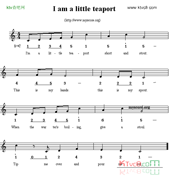 Iamalittleteaport线简谱混排版、英文儿歌简谱1