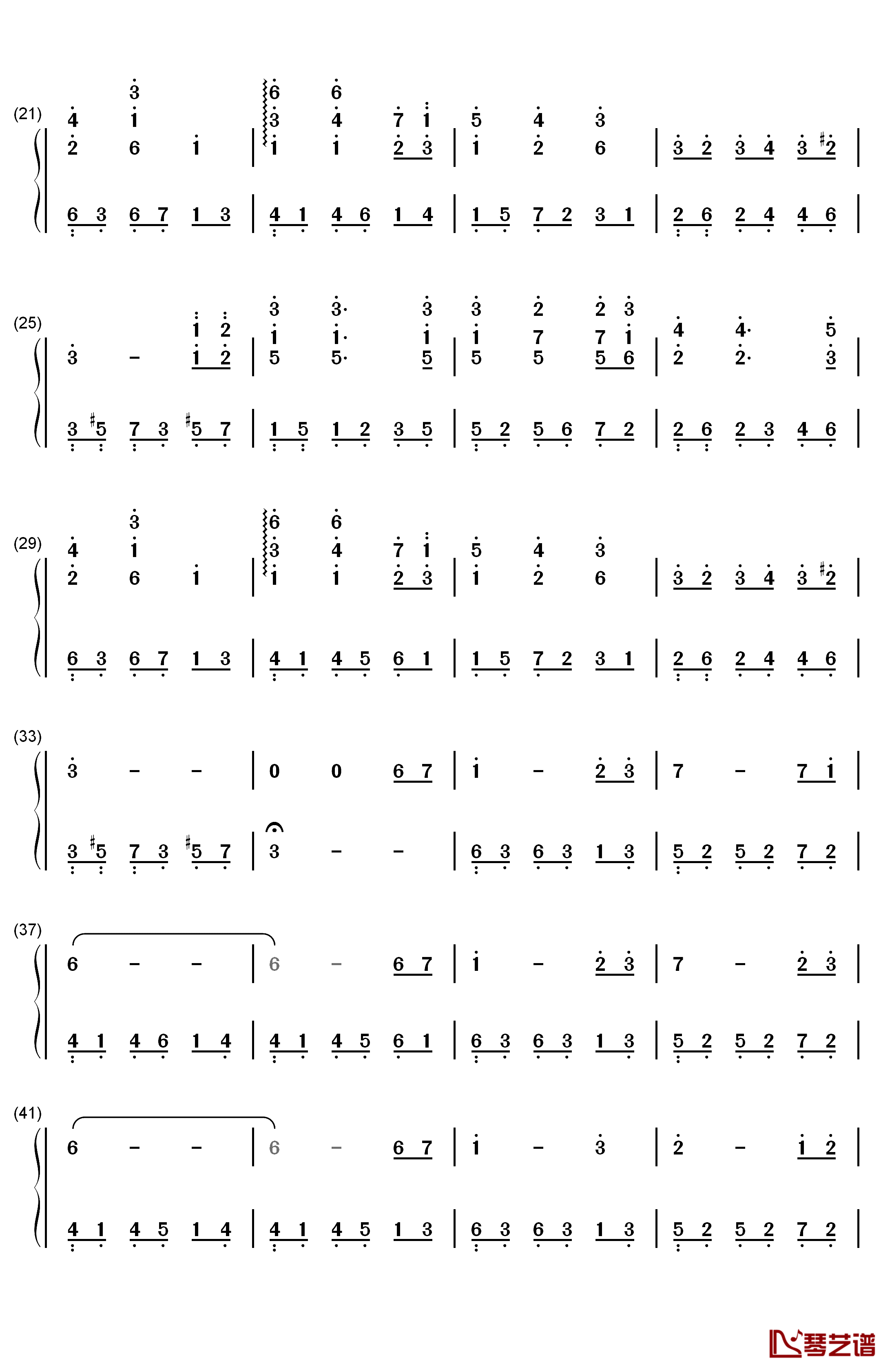 专属回忆钢琴简谱-数字双手-未知2