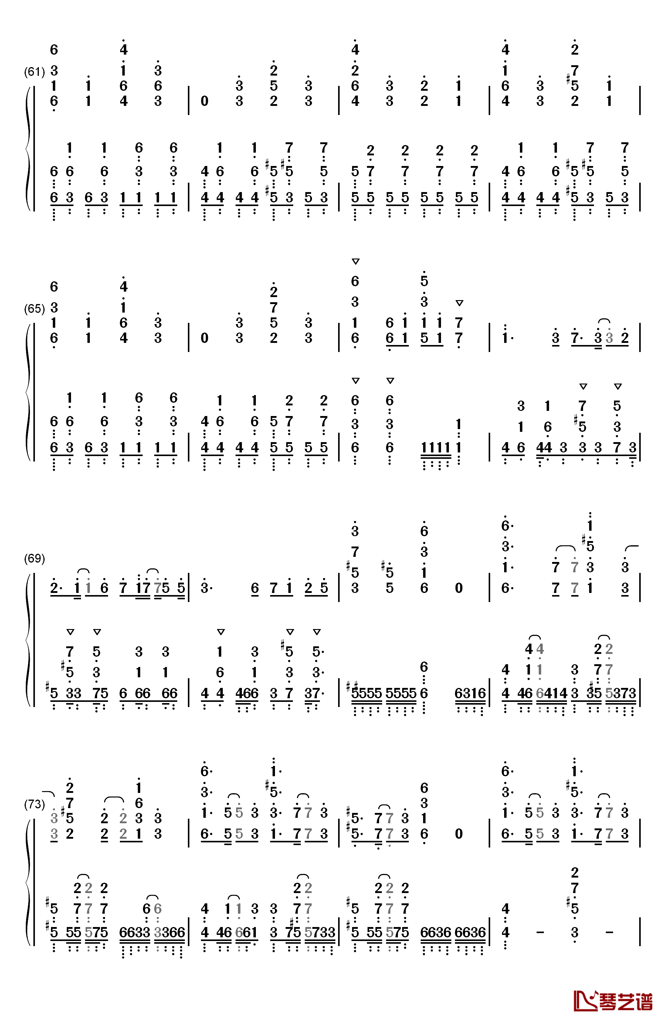 絶体絶命钢琴简谱-数字双手-Cö shu Nie5