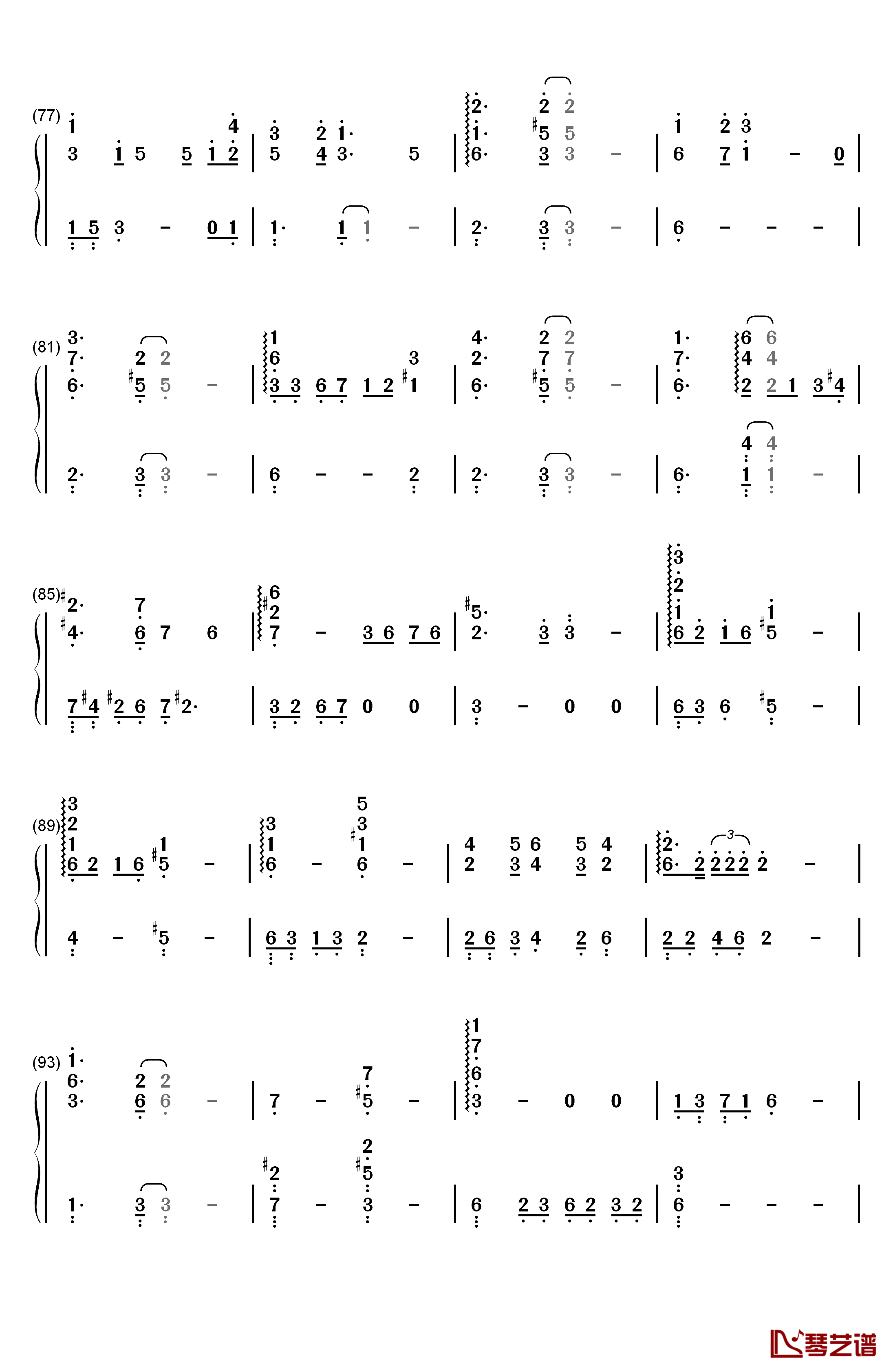 春の風钢琴简谱-数字双手-手嶌葵5