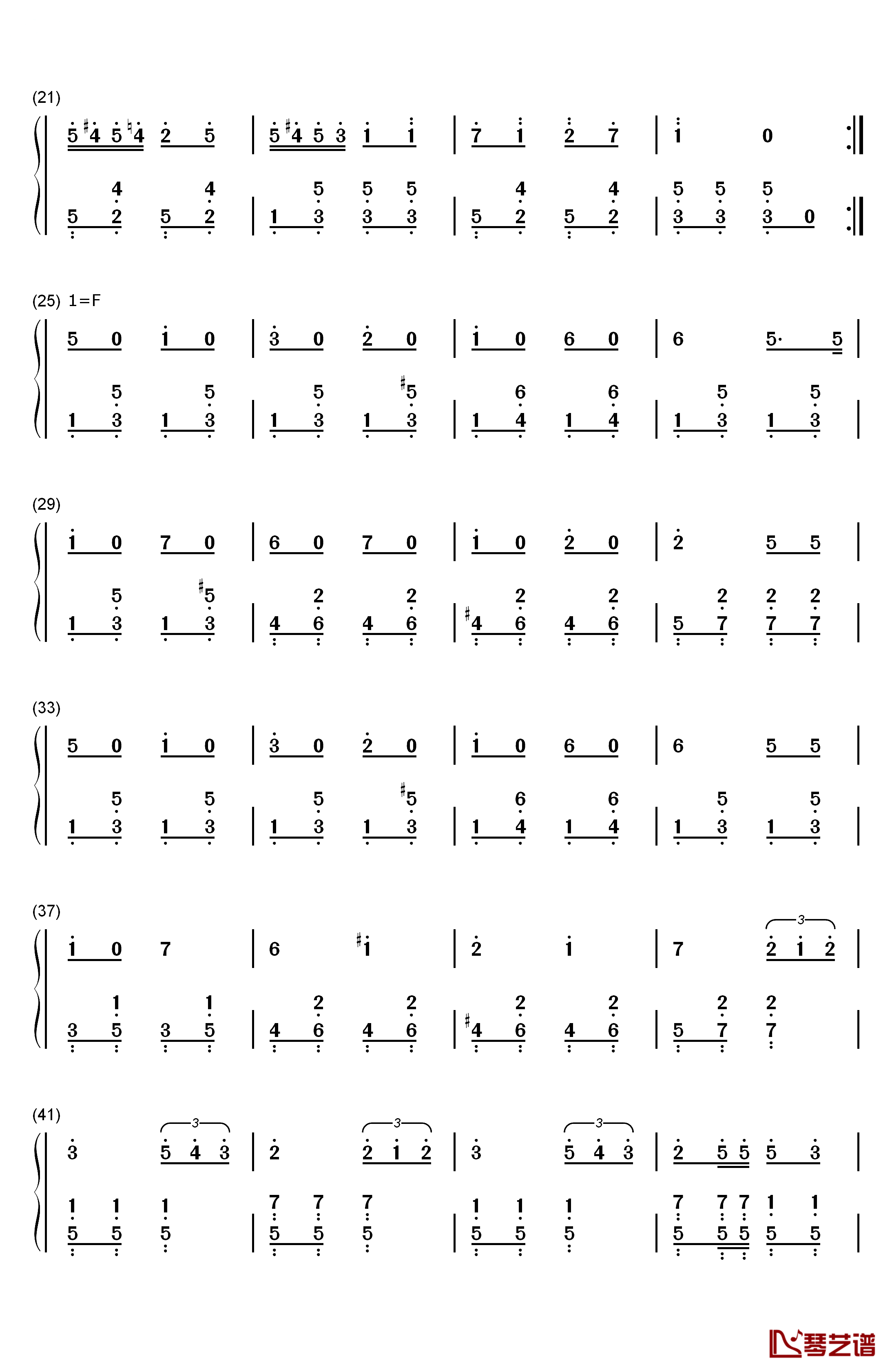 C大调四对舞钢琴简谱-数字双手-布鲁克纳2