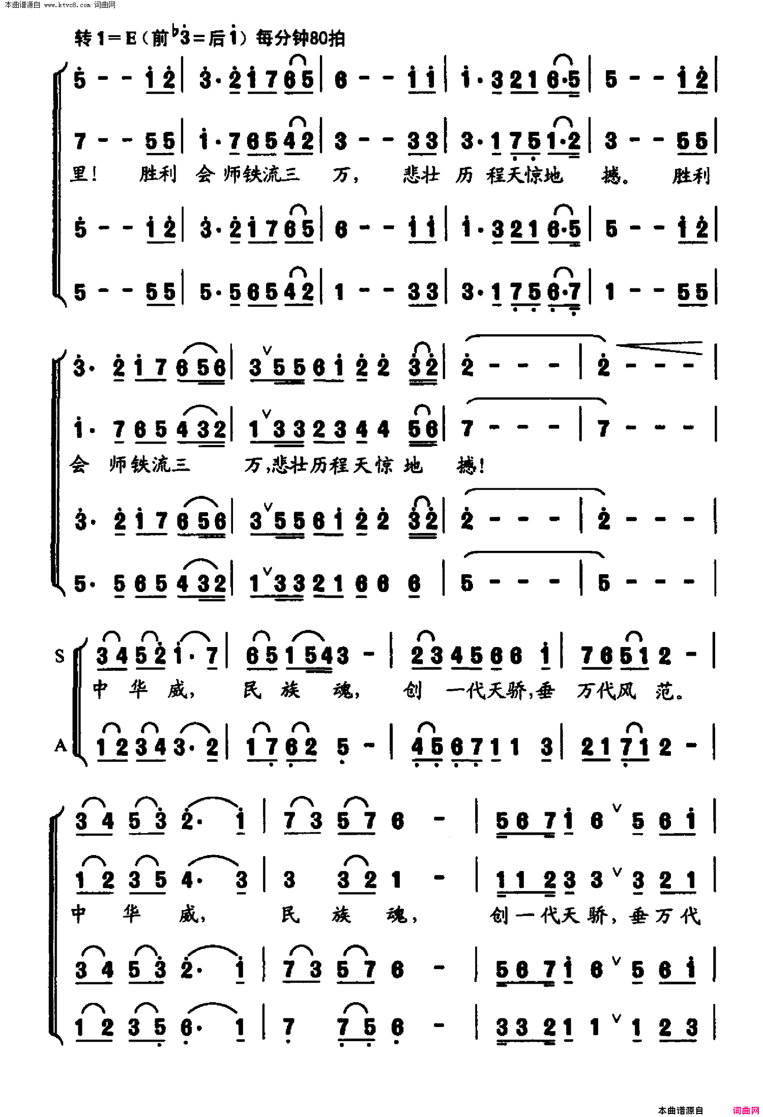 长征丰碑颂简谱-前线歌舞团合唱队演唱-作曲：陶思耀词曲1
