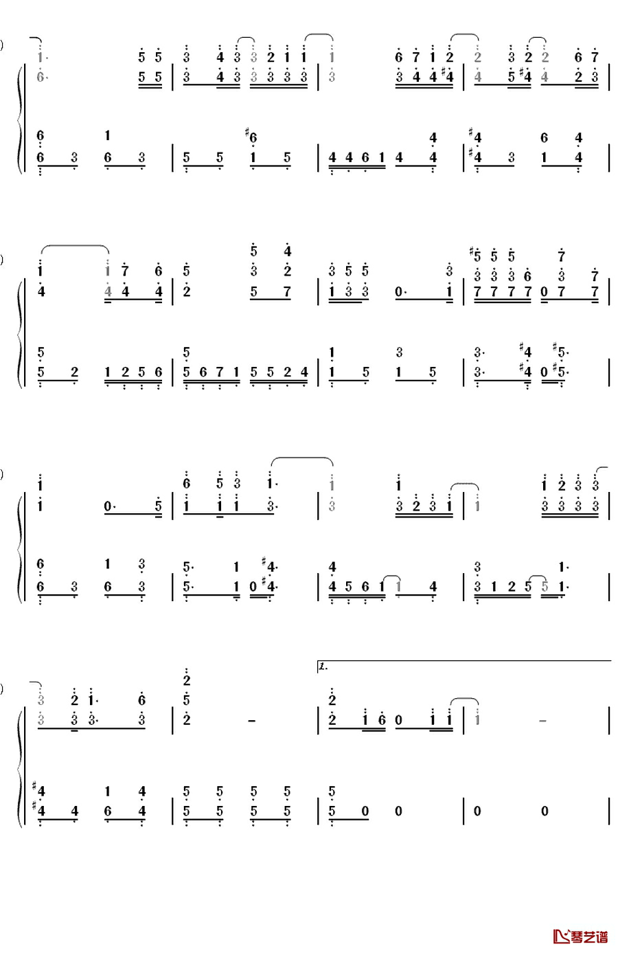 过了很久钢琴简谱-数字双手-白智英3