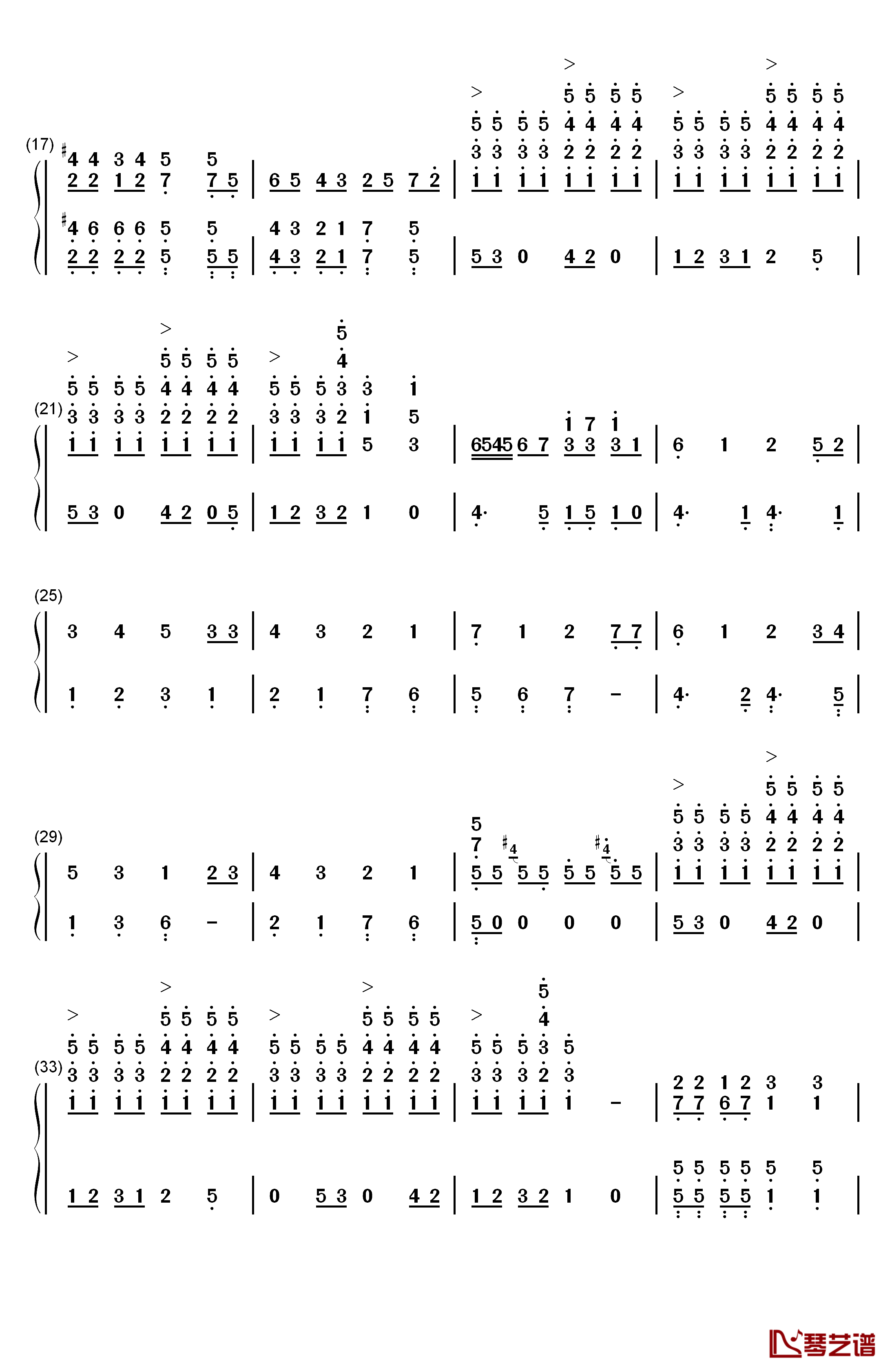 圣诞旋律钢琴简谱-数字双手-Tim Janis2