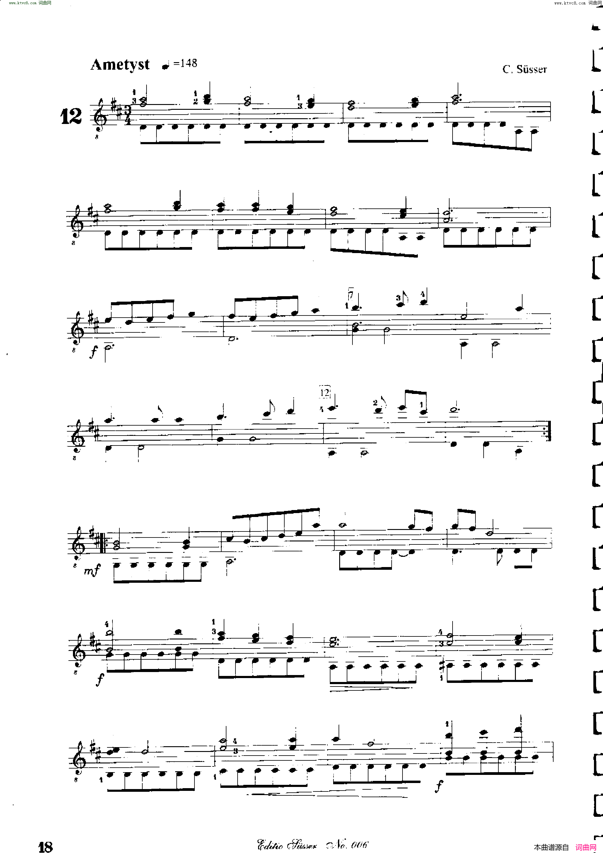 Classical guitar－Susser Ctibor_No 6, Fantazie ze sveta mineralu简谱1