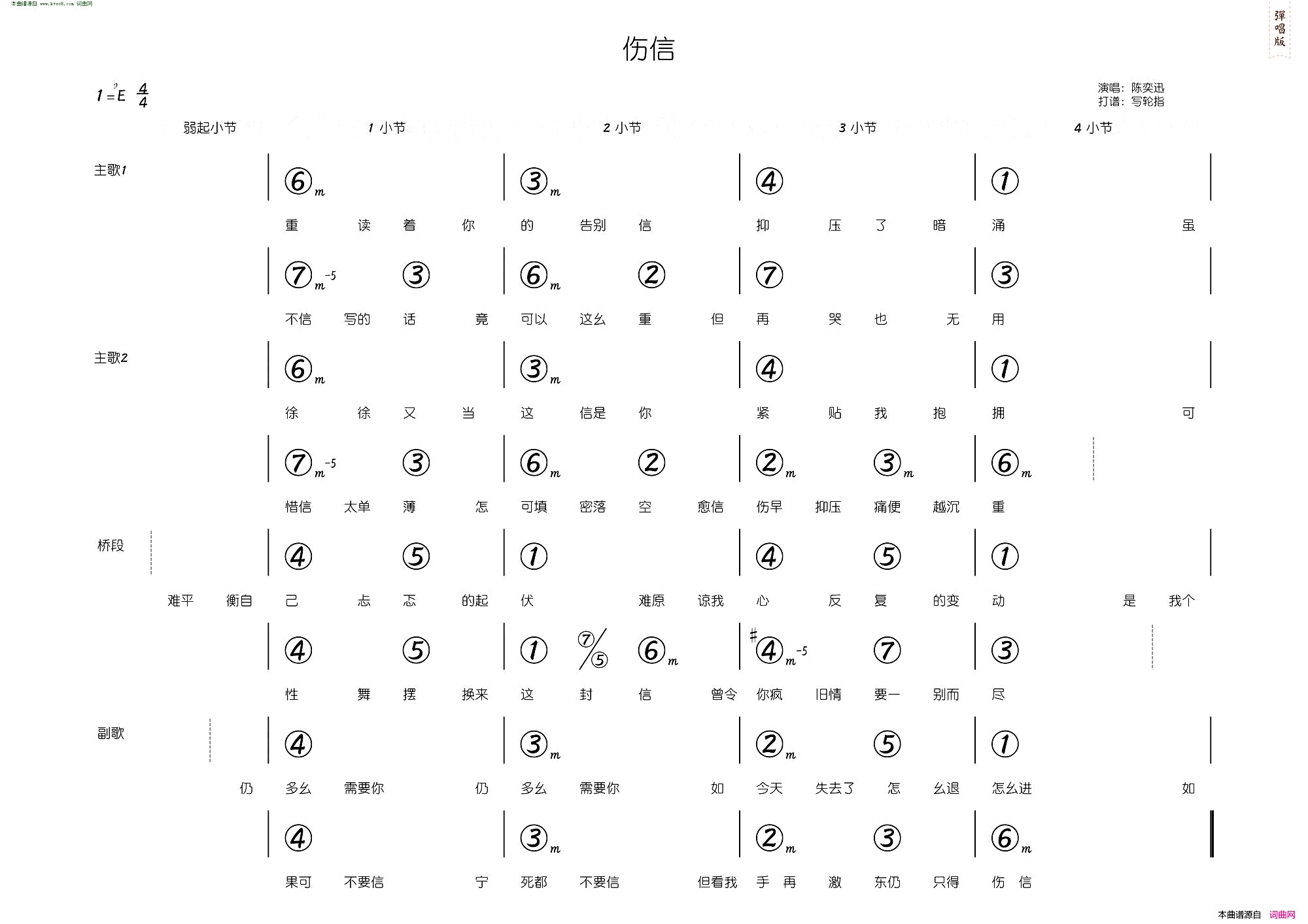 伤信 简和谱简谱1