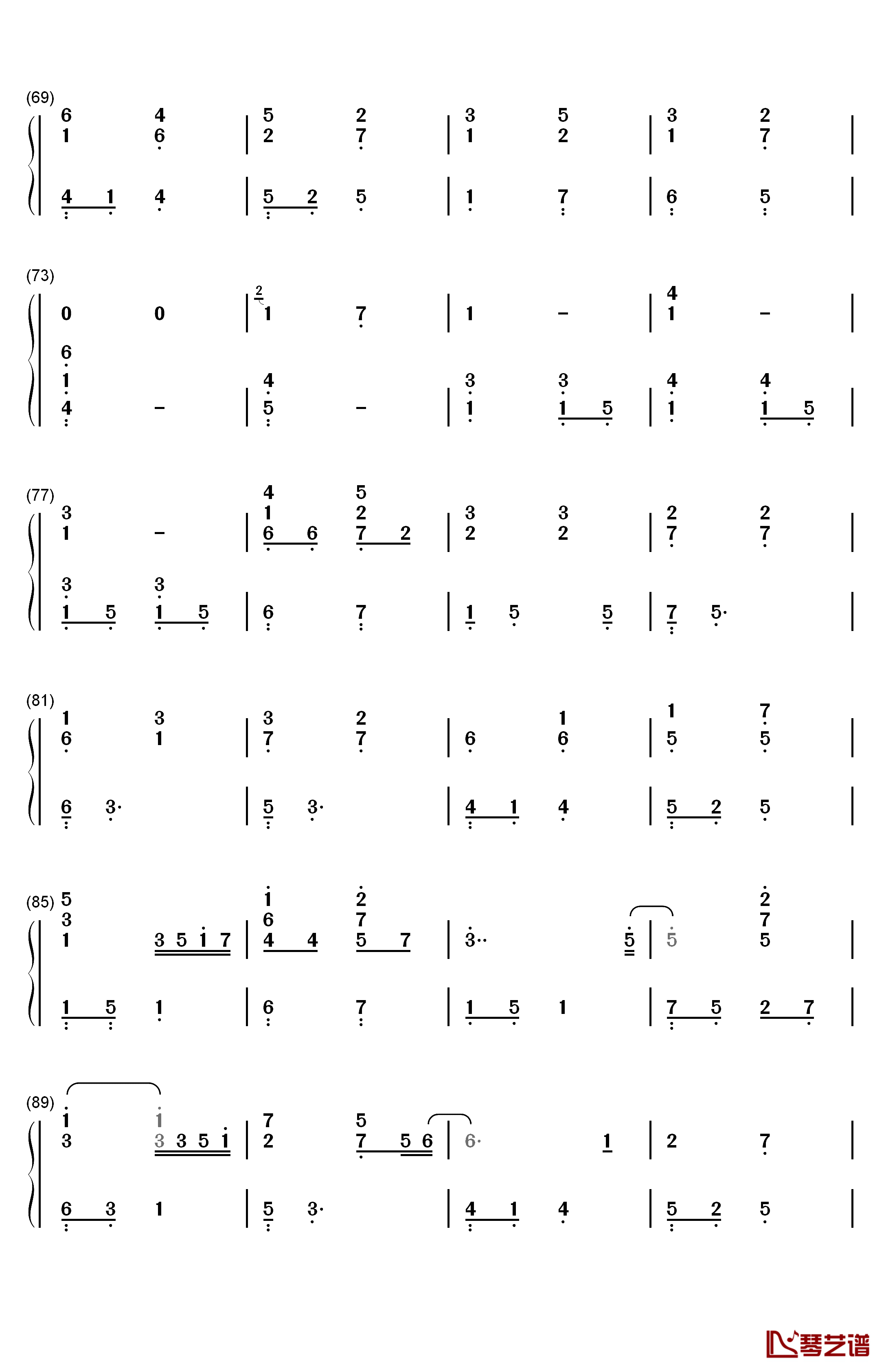 外面的世界钢琴简谱-数字双手-齐秦  莫文蔚4