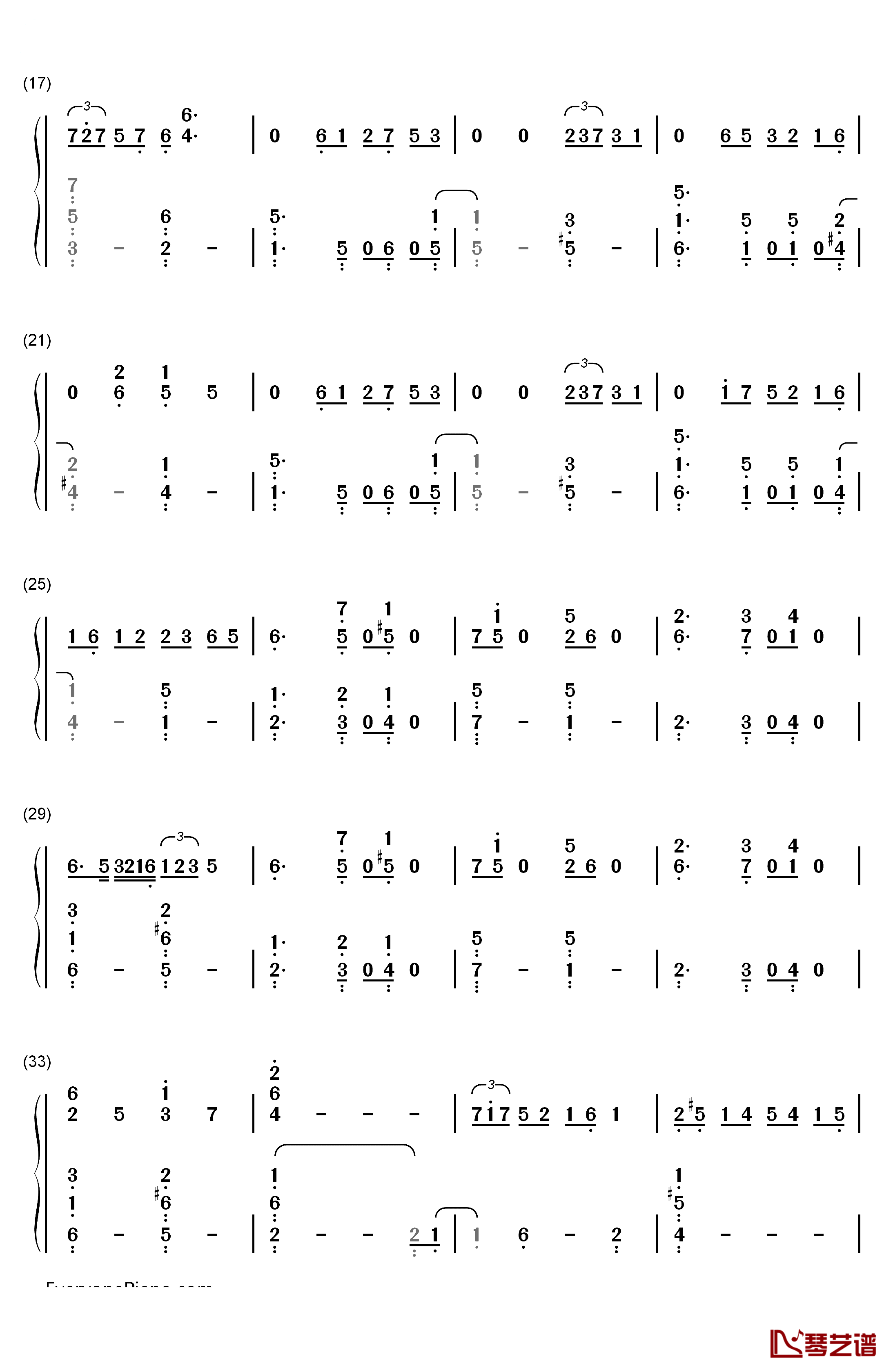 憧れカフェ钢琴简谱-数字双手-RADWIMPS2