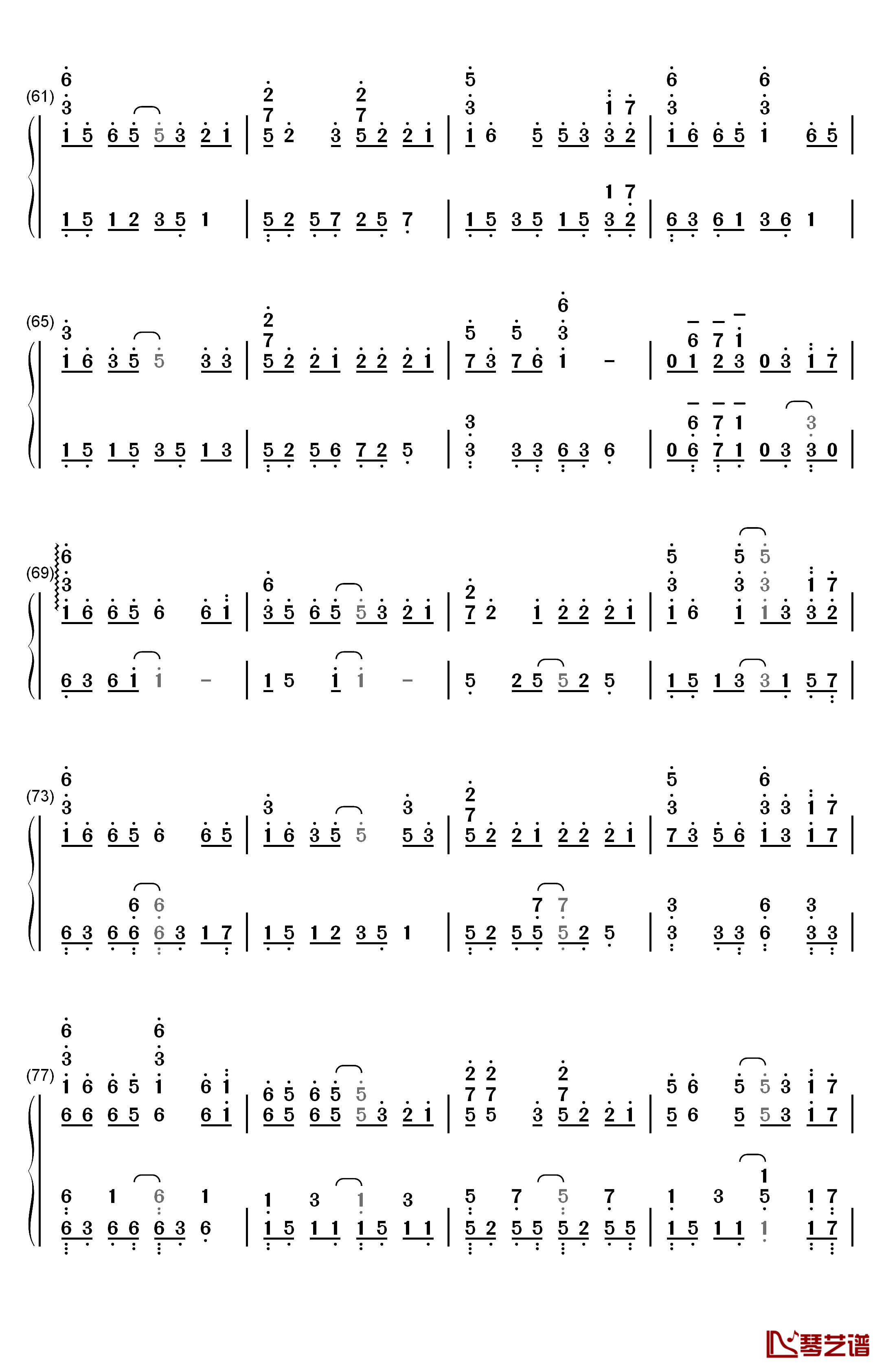 余情未了钢琴简谱-数字双手-魏新雨4