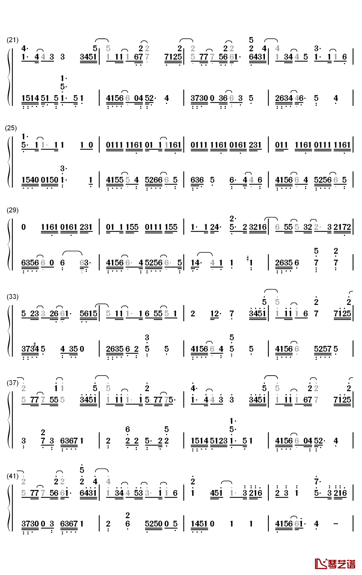 夏天的风钢琴简谱-数字双手-温岚2