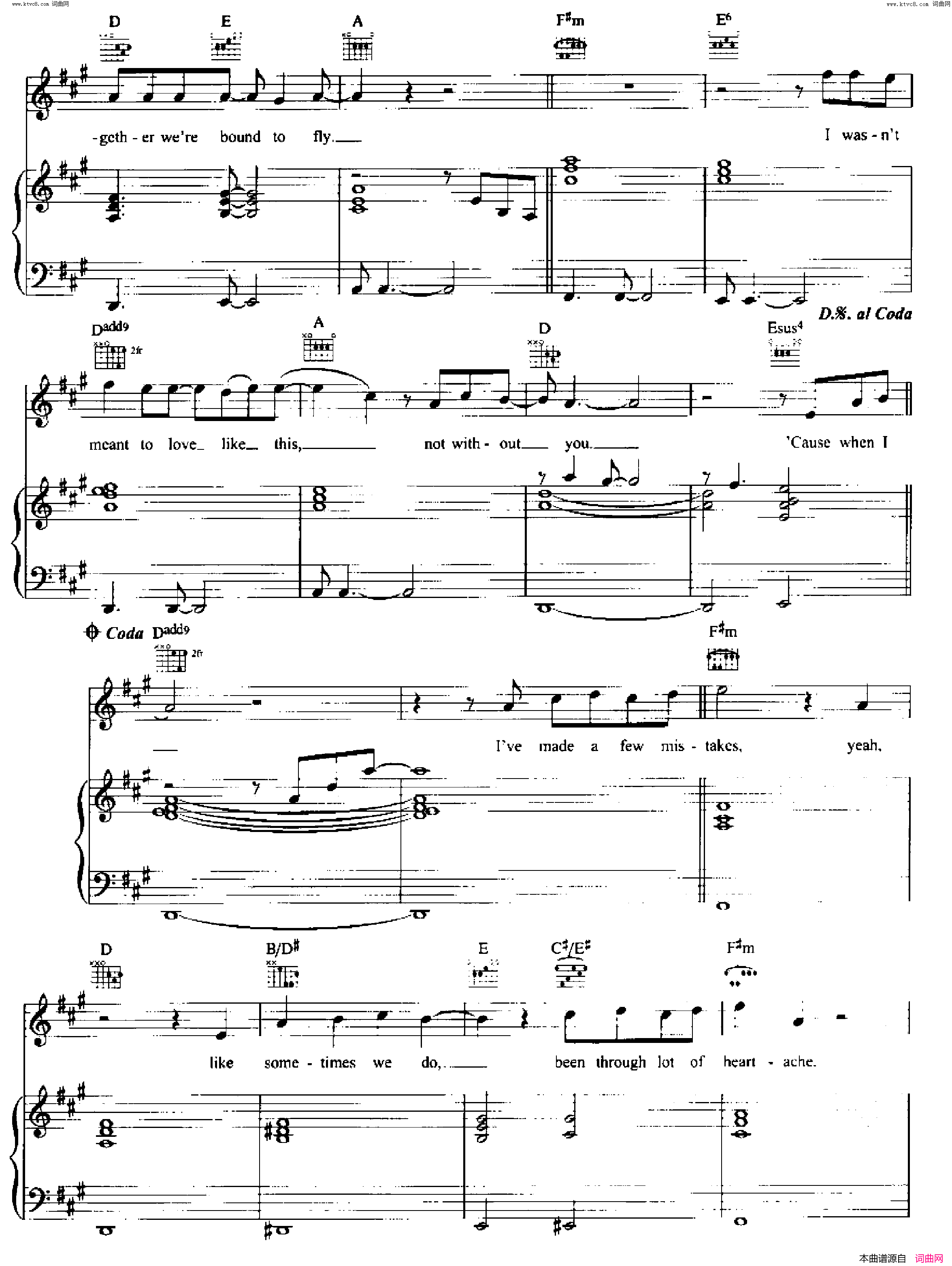Written In The Stars歌曲 人声吉他钢琴谱简谱1