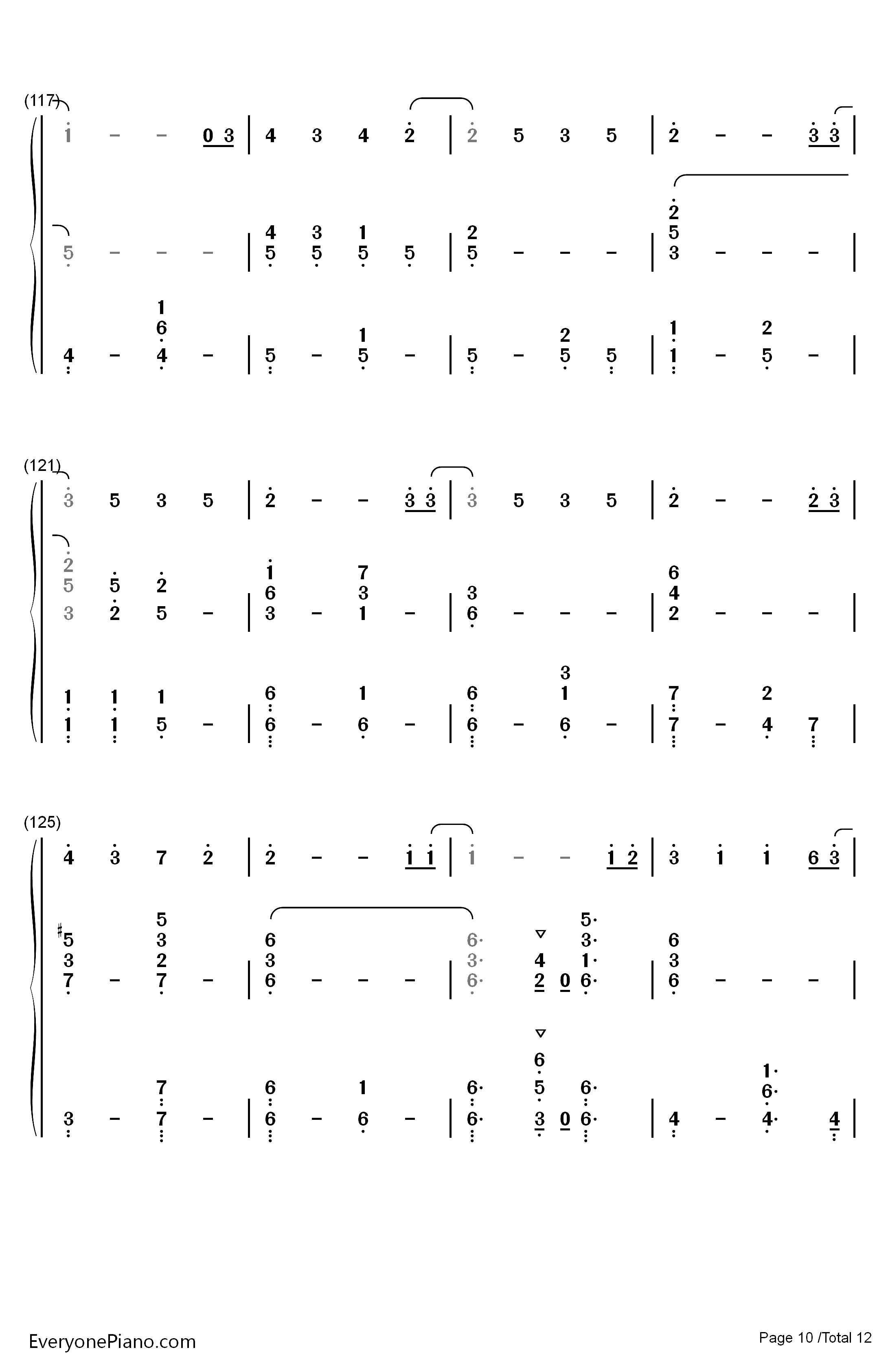 慢慢走钢琴简谱-数字双手-许魏洲10