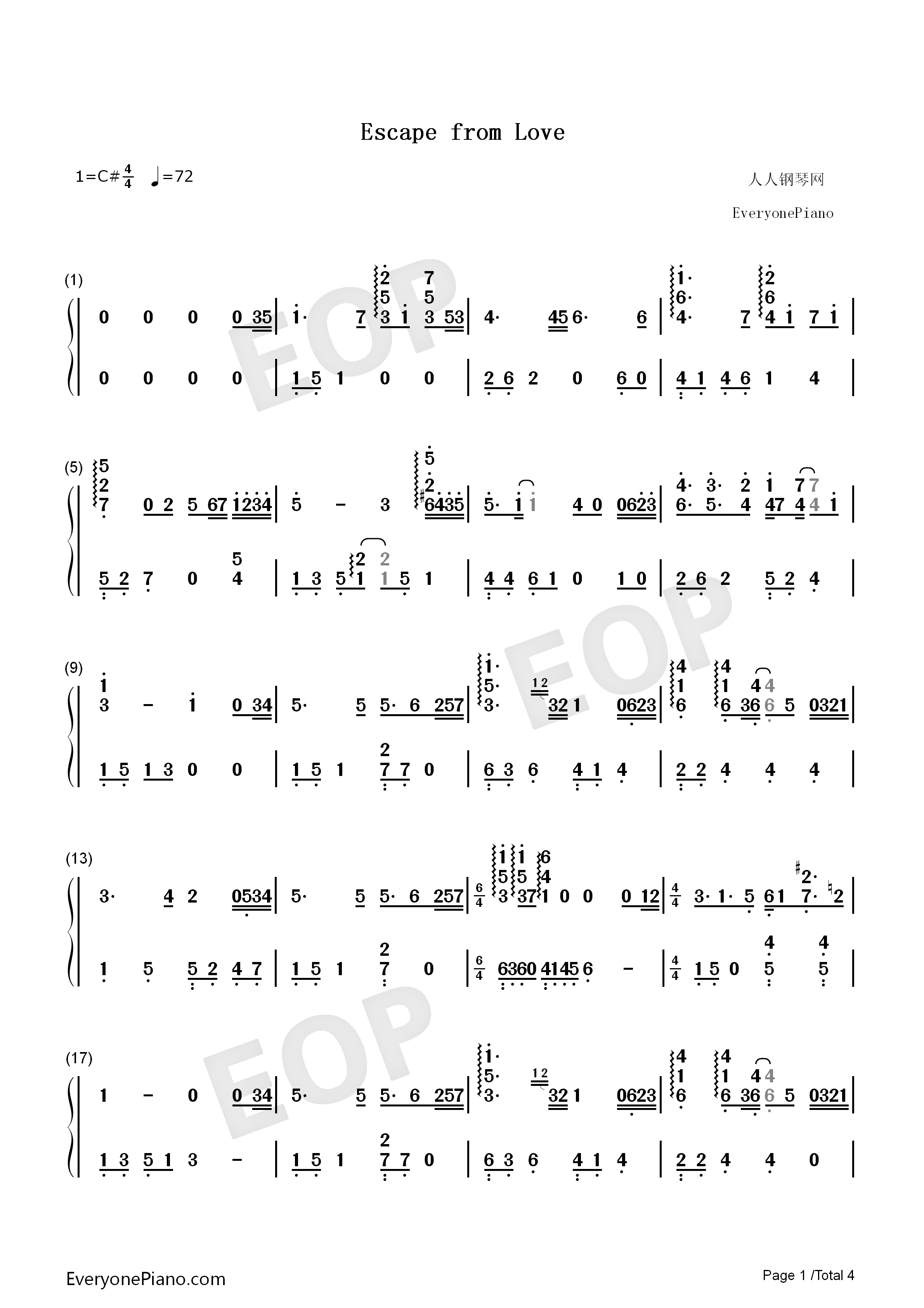 Escape from Love钢琴简谱-Andemund Orchestra演唱1