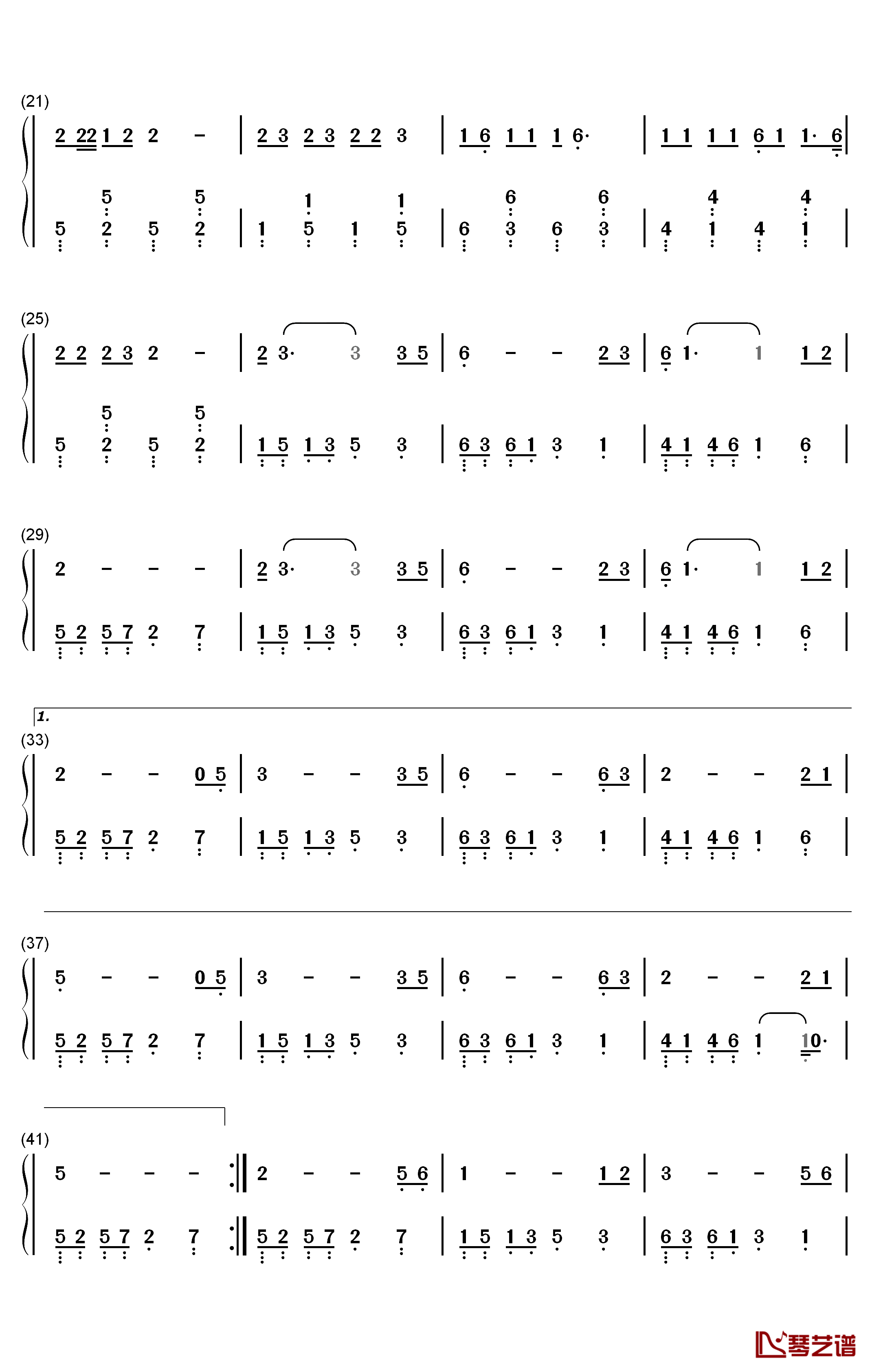 大田后生仔钢琴简谱-数字双手-林启得2