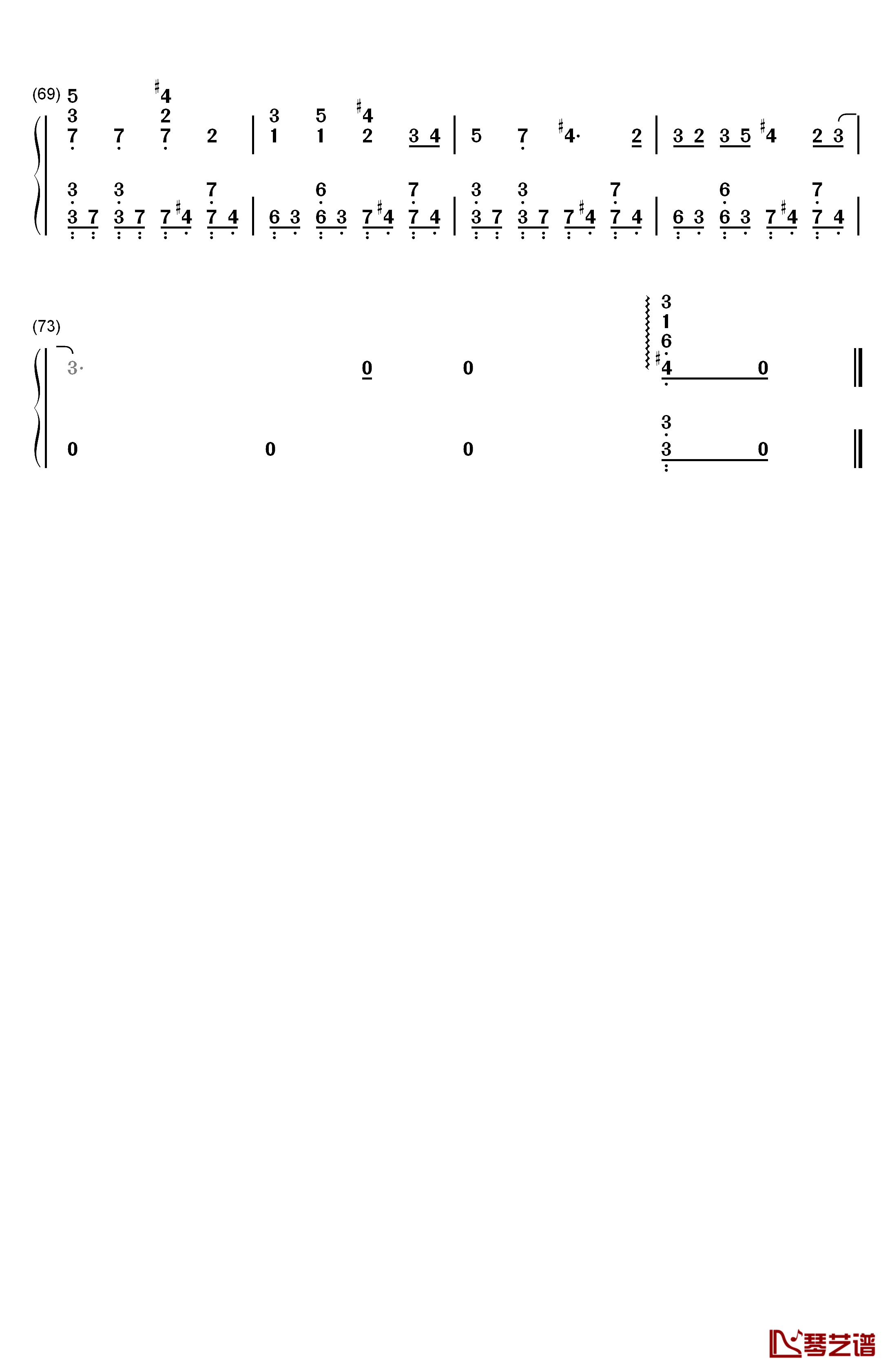 中国话钢琴简谱-数字双手-S.H.E4