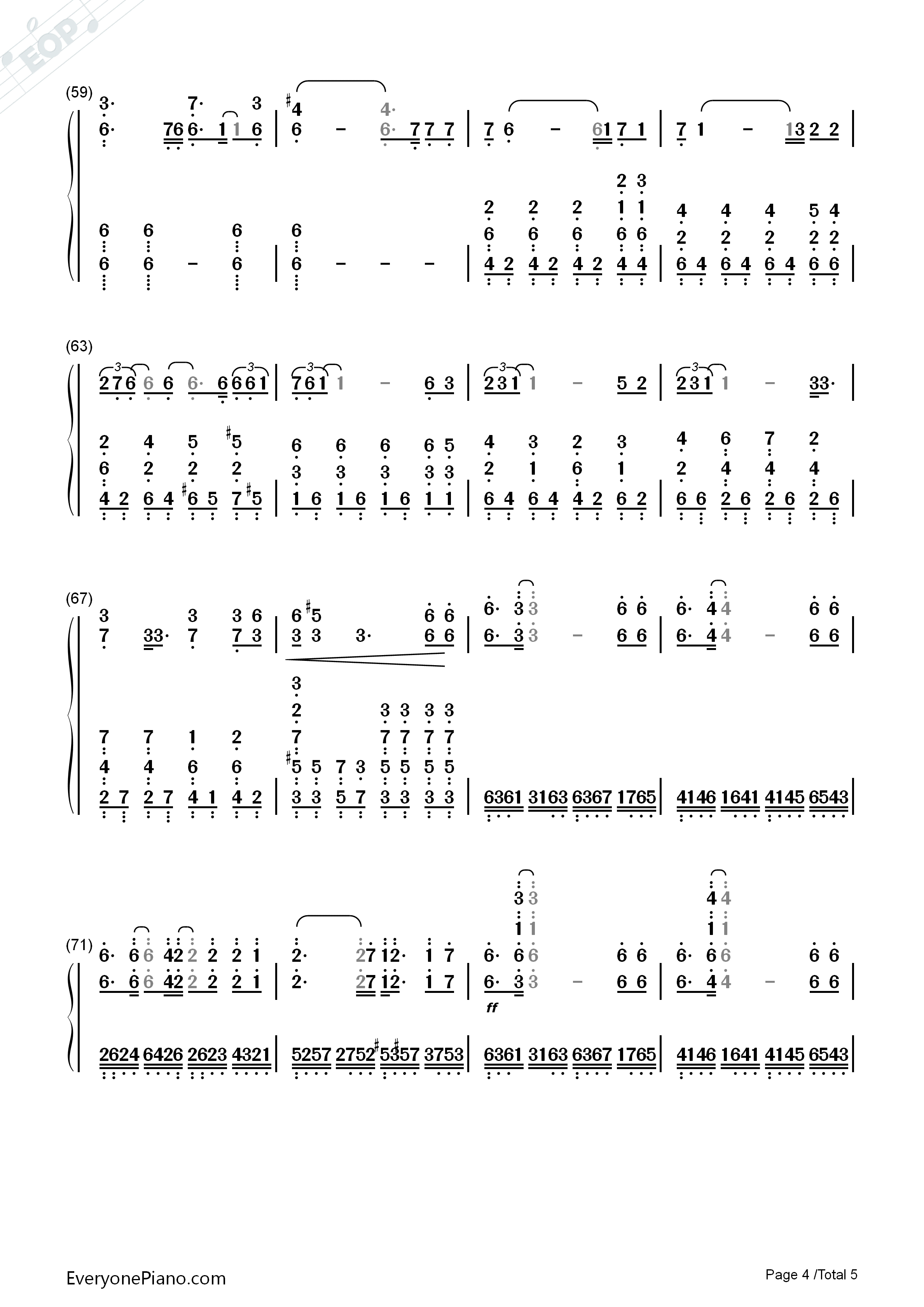 Skyfall钢琴简谱-阿黛尔  Adele演唱4