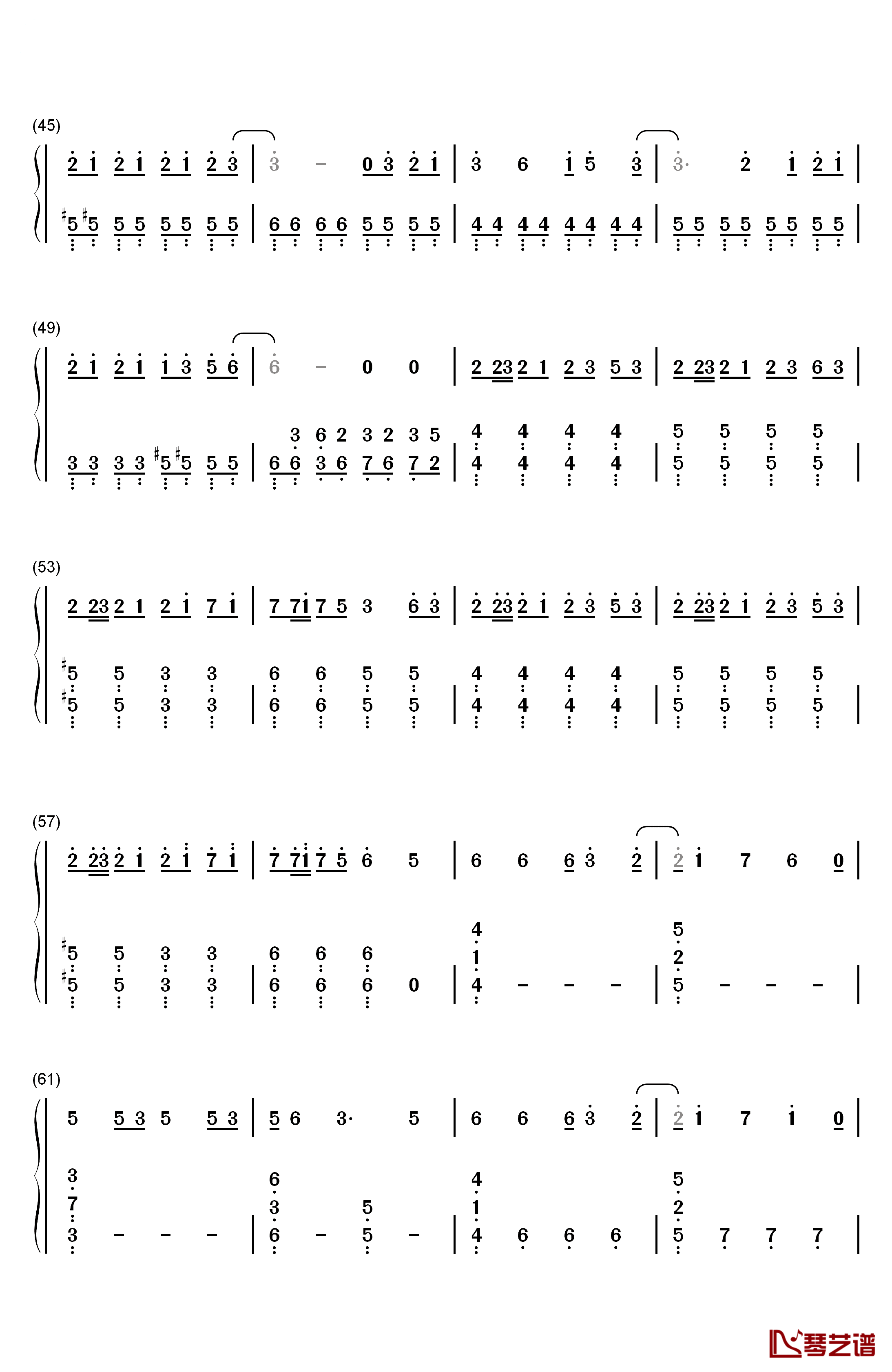 寄明月钢琴简谱-数字双手-SING女团3