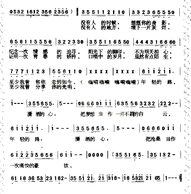 潇洒的心简谱-林萍演唱1