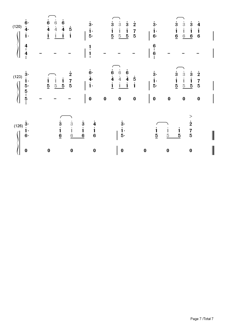 Sober钢琴简谱-数字双手-Big Bang7