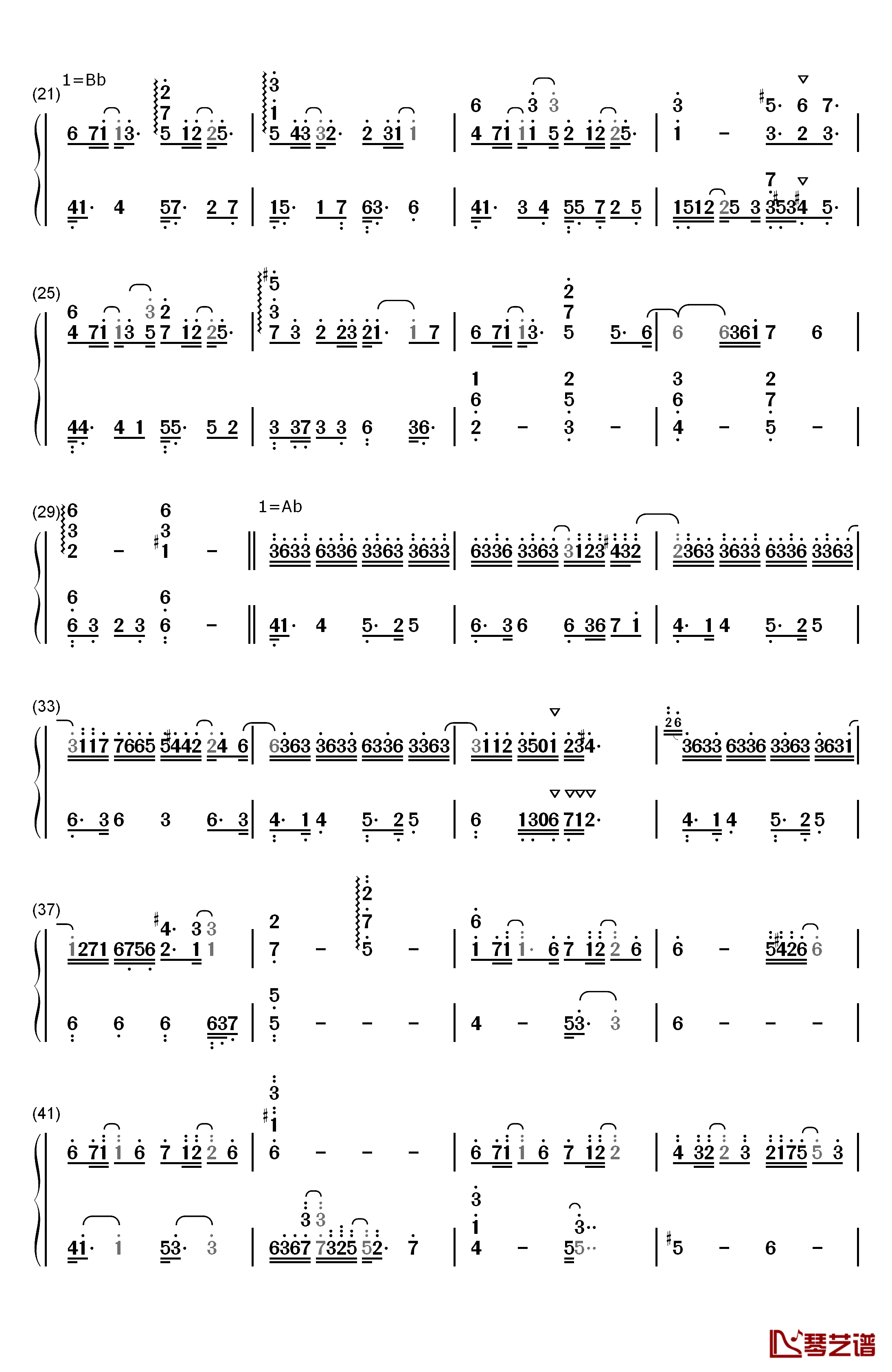 泪的声音钢琴简谱-数字双手-V.K克2