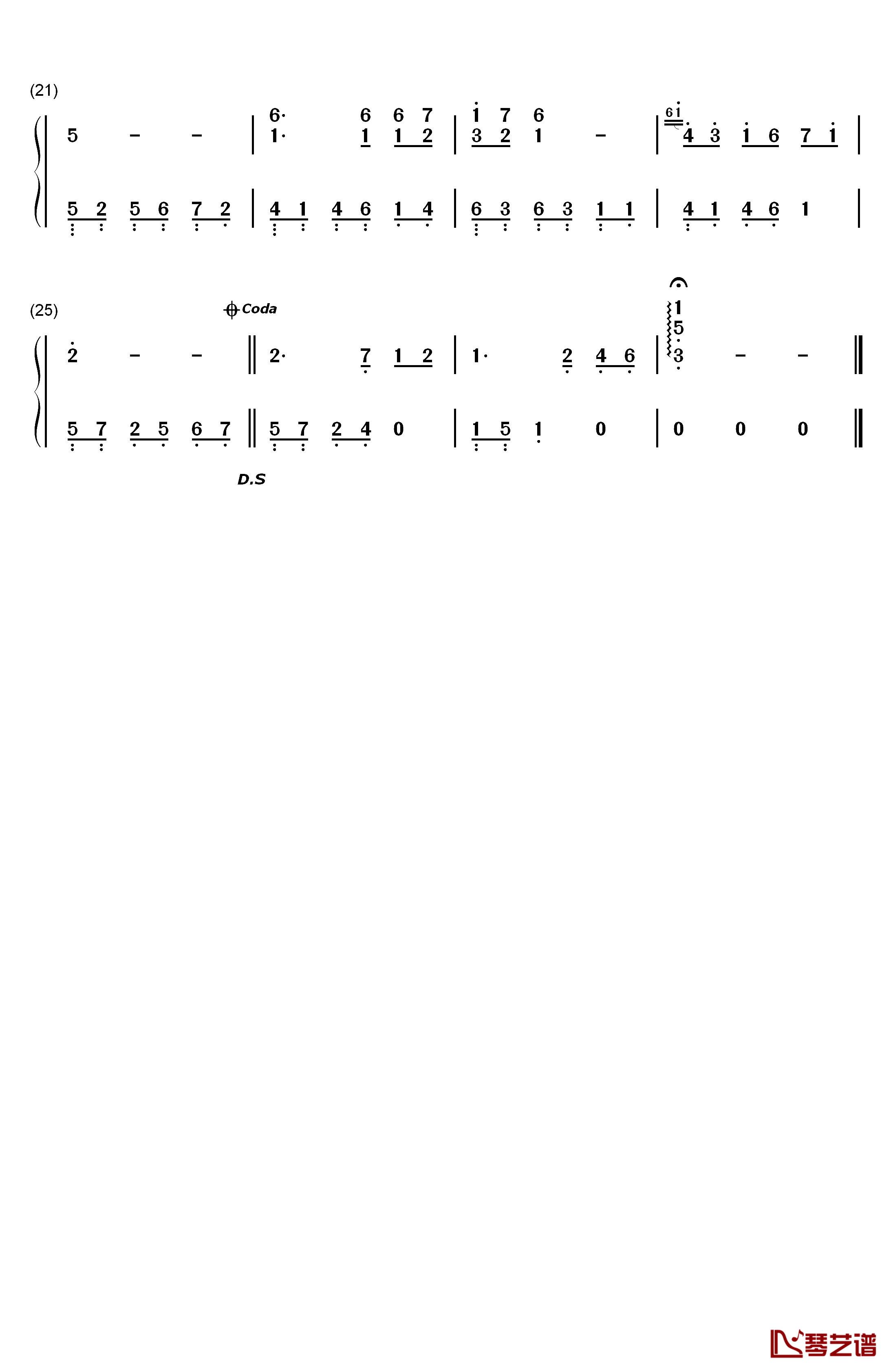 初雪简易版钢琴简谱-数字双手-班得瑞  Bandari2