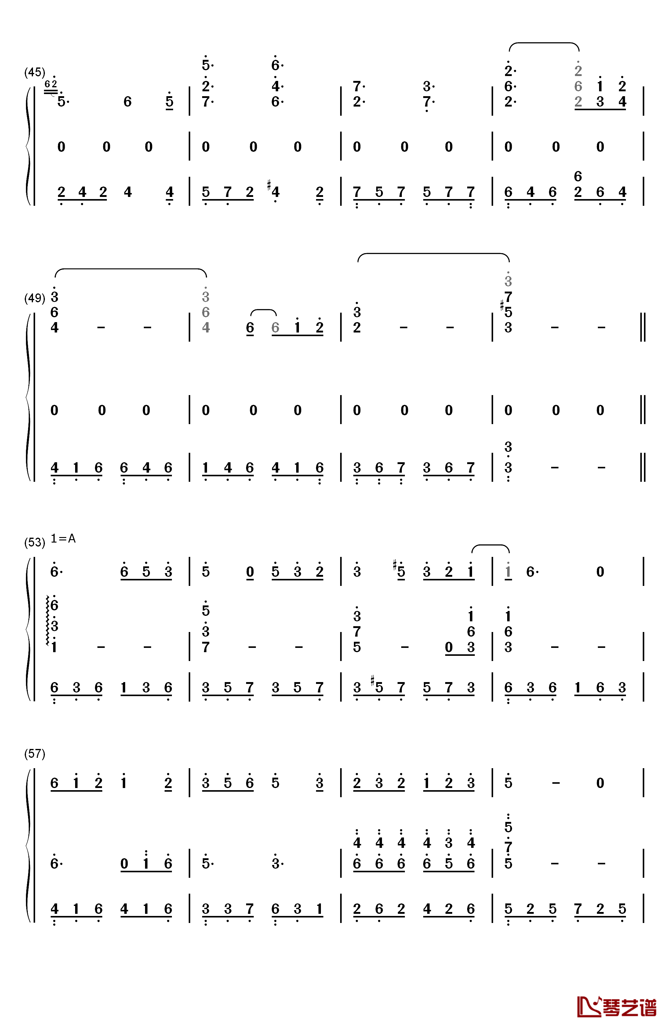 原来你也在这里钢琴简谱-数字双手-刘若英4