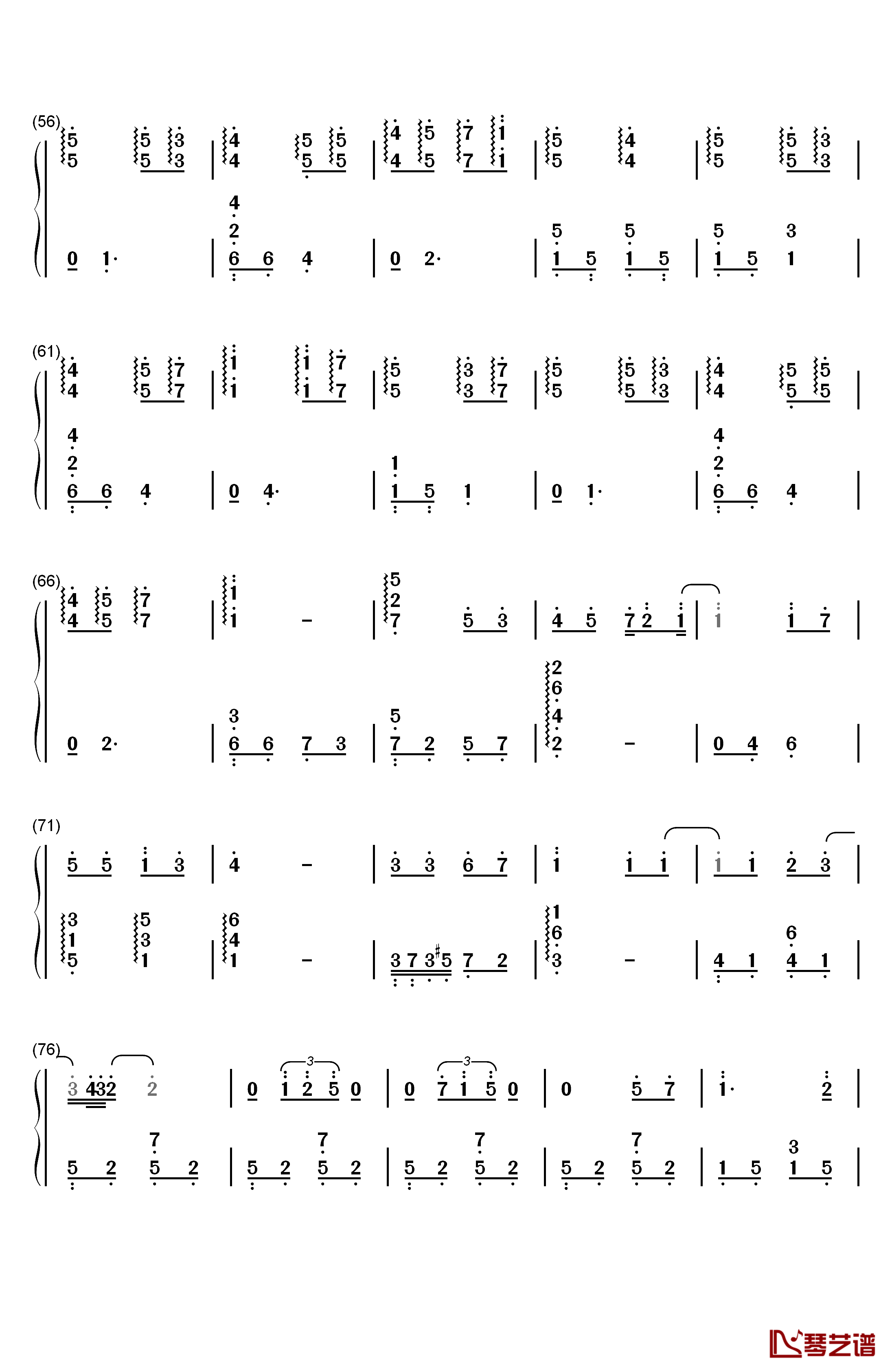 不想睡钢琴简谱-数字双手-梁静茹3