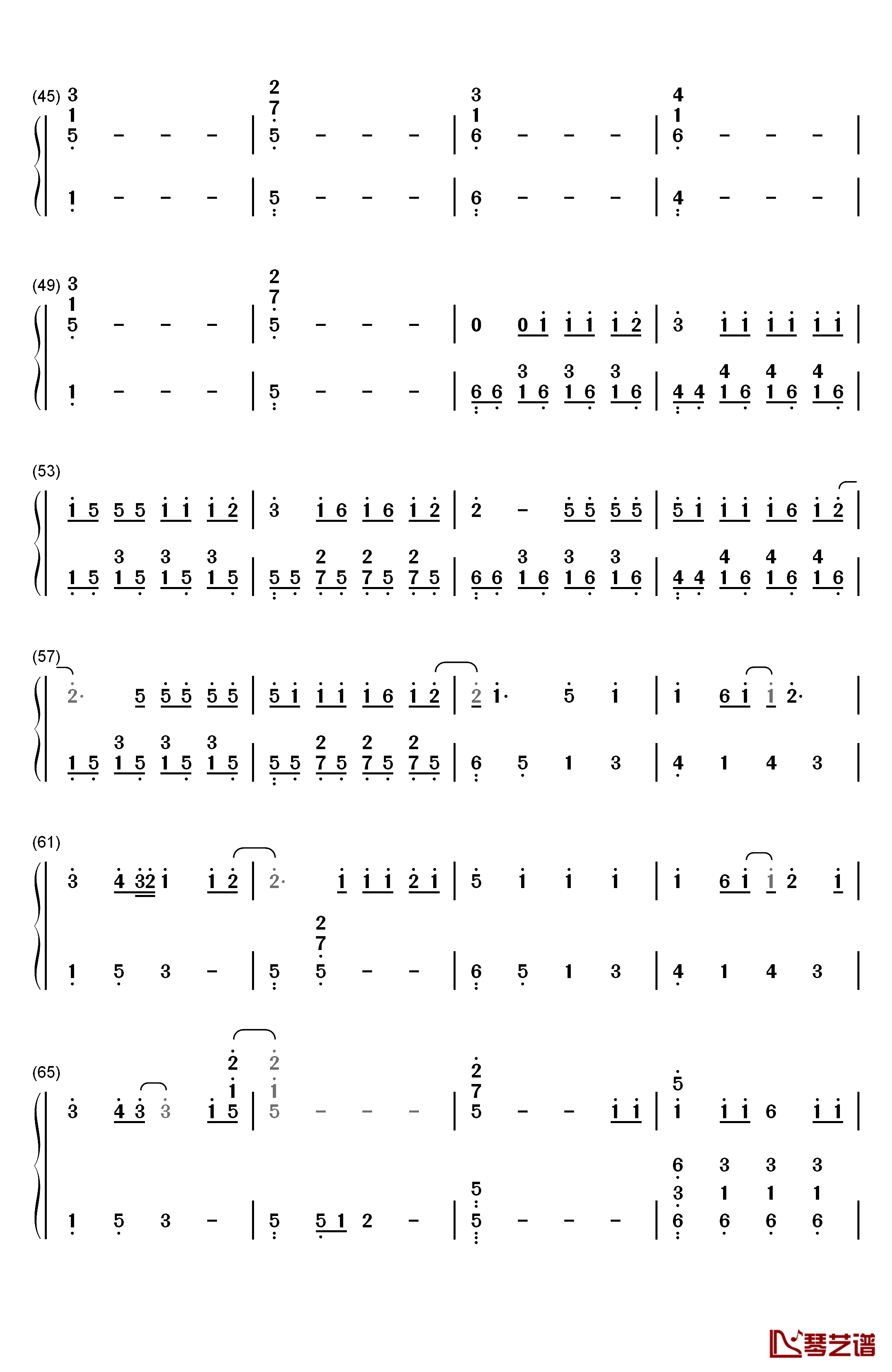 下坠Falling钢琴简谱-数字双手-Corki3