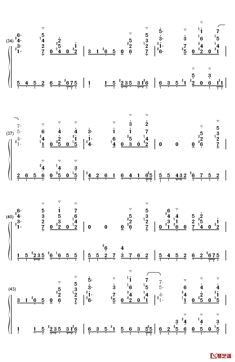 生日快乐歌钢琴简谱-数字双手-未知4