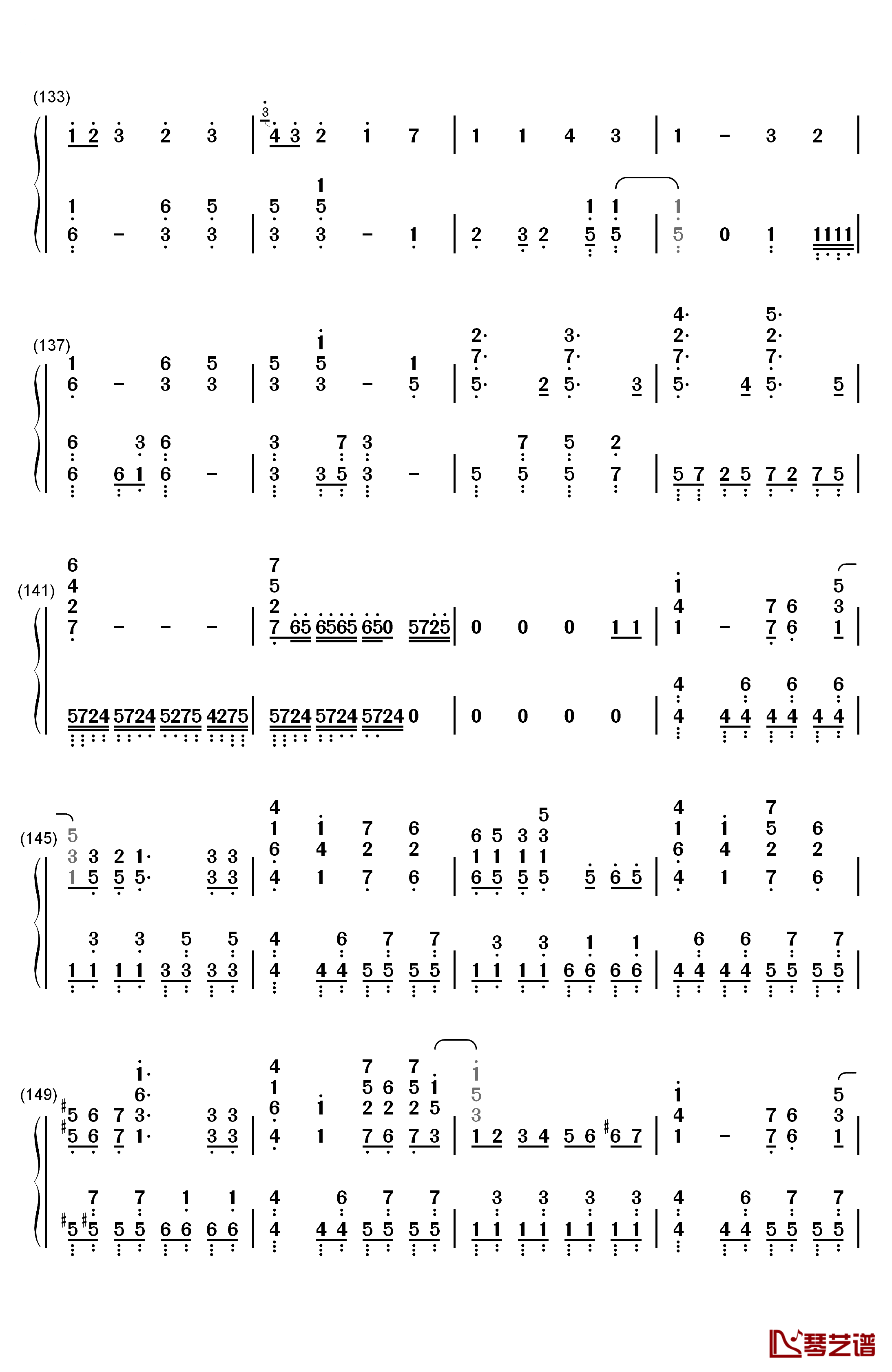 ノンファンタジー钢琴简谱-数字双手-LIP×LIP8