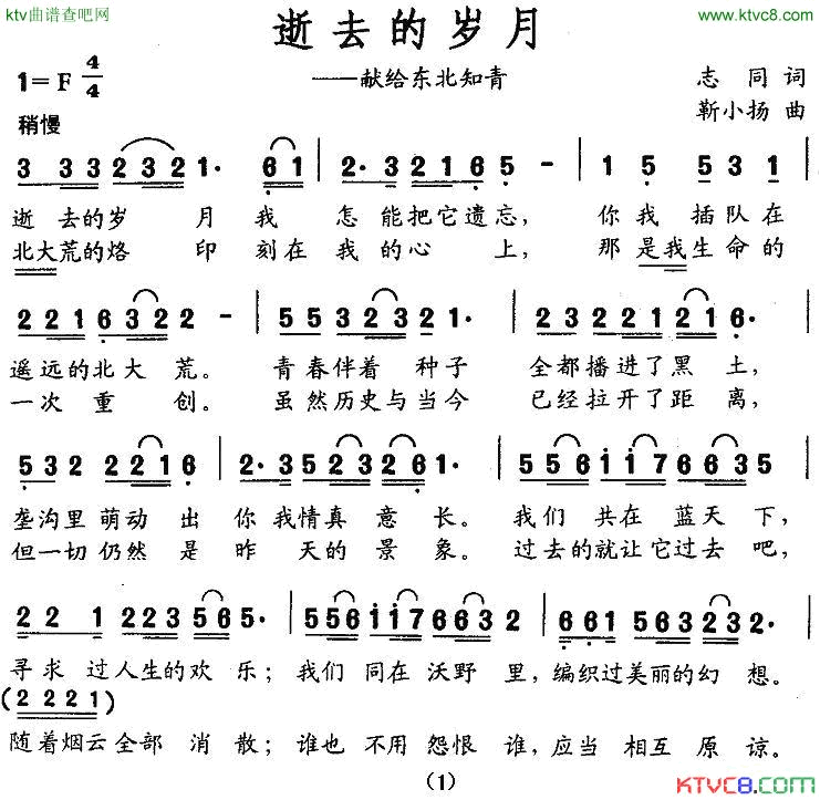 逝去的岁月献给东北知青简谱1