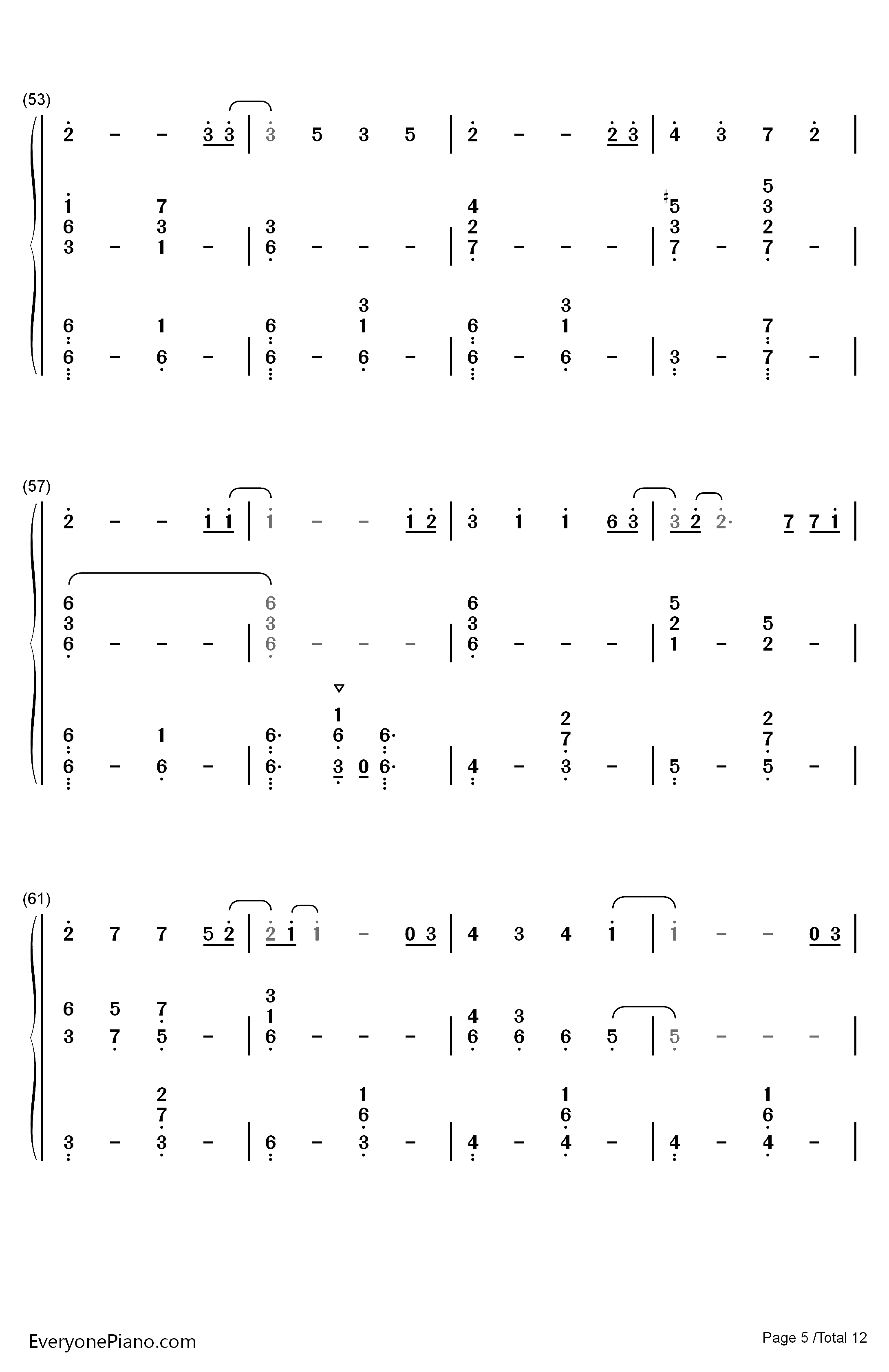 慢慢走钢琴简谱-数字双手-许魏洲5