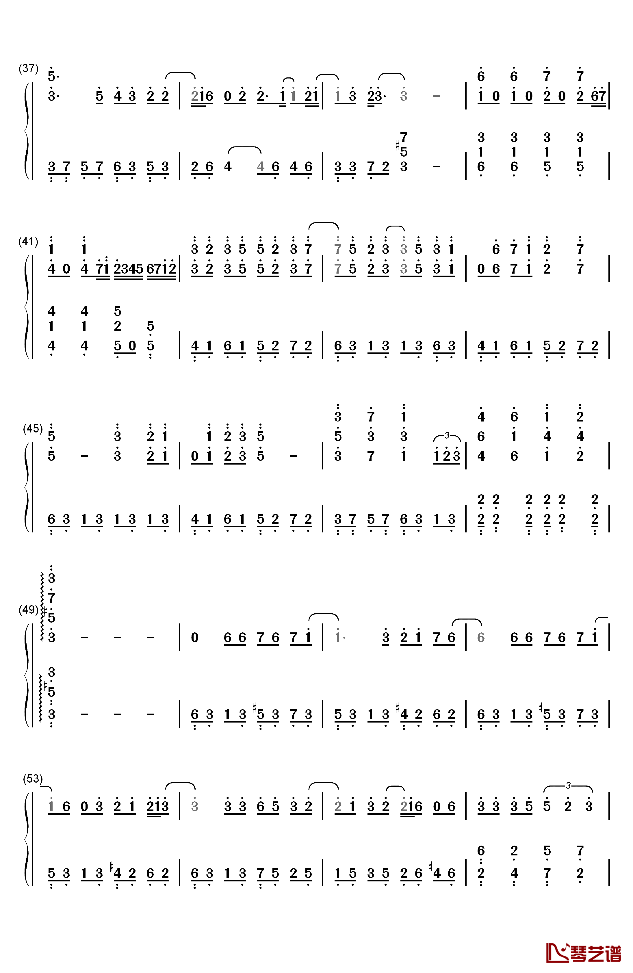 我爱他钢琴简谱-数字双手-丁当3