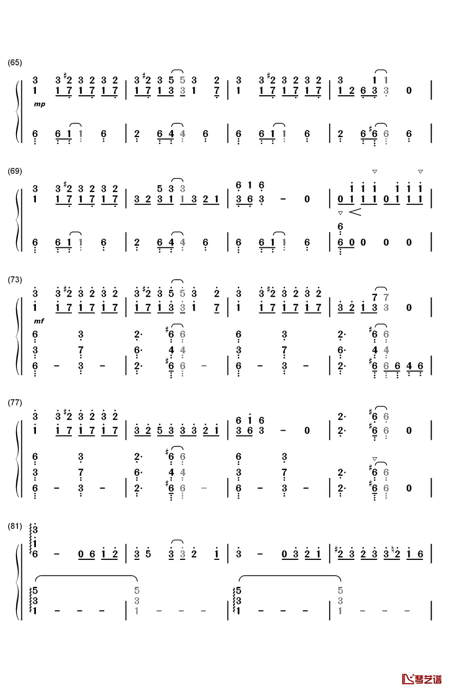 アウターサイエンス钢琴简谱-数字双手-IA4