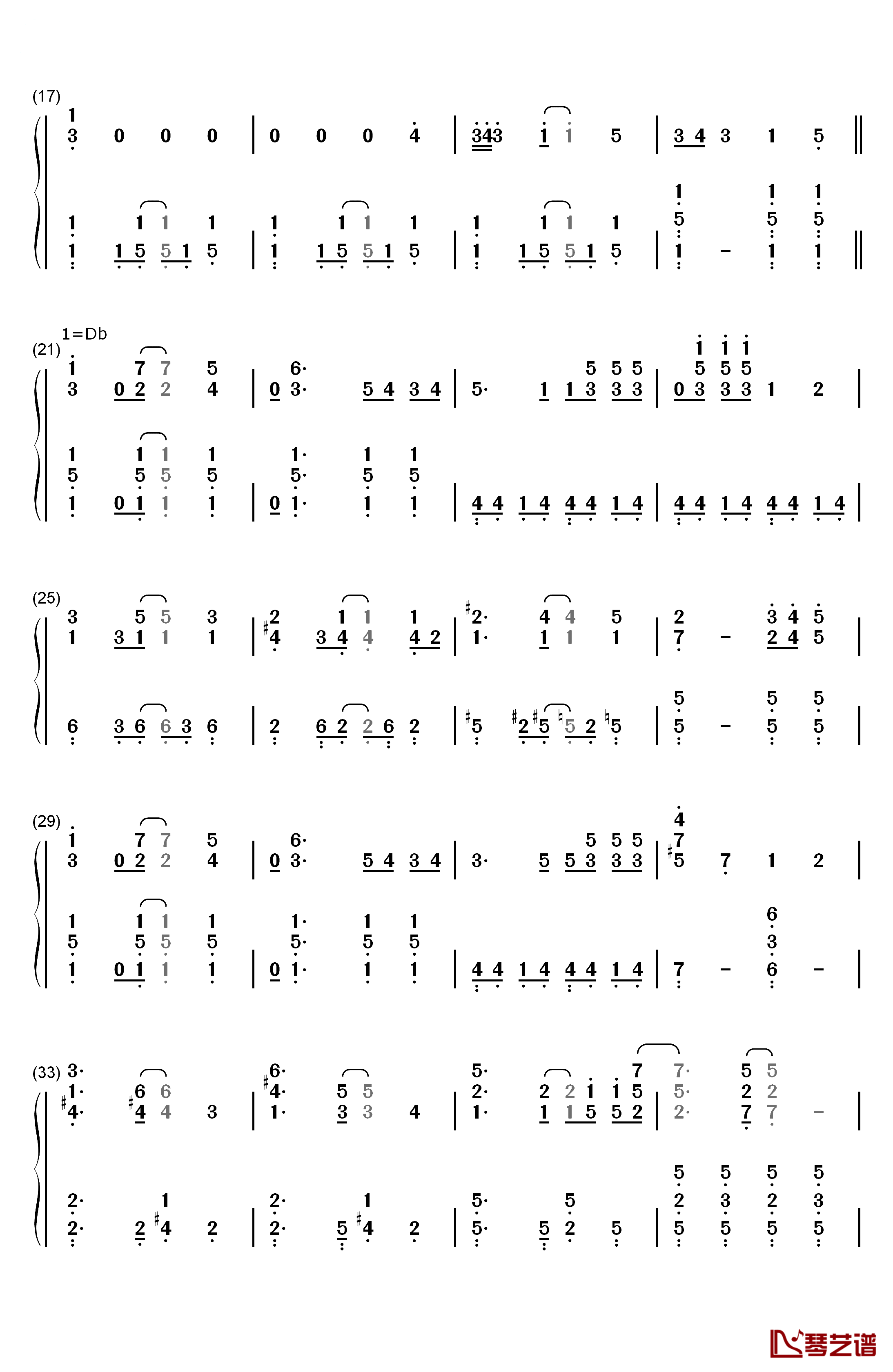 アップデート钢琴简谱-数字双手-Miwa2