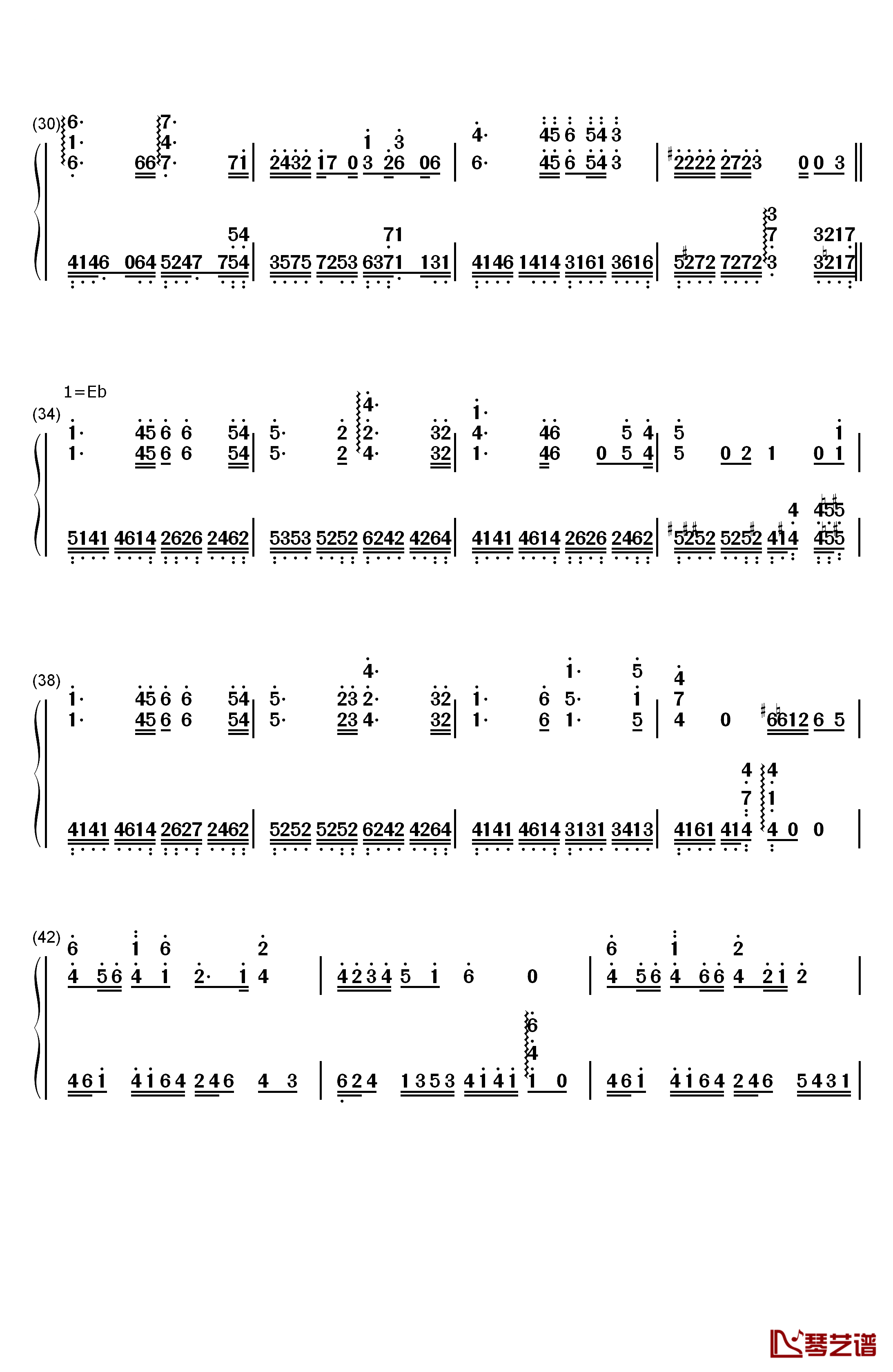 雾中列车钢琴简谱-数字双手-李健 王俊凯3