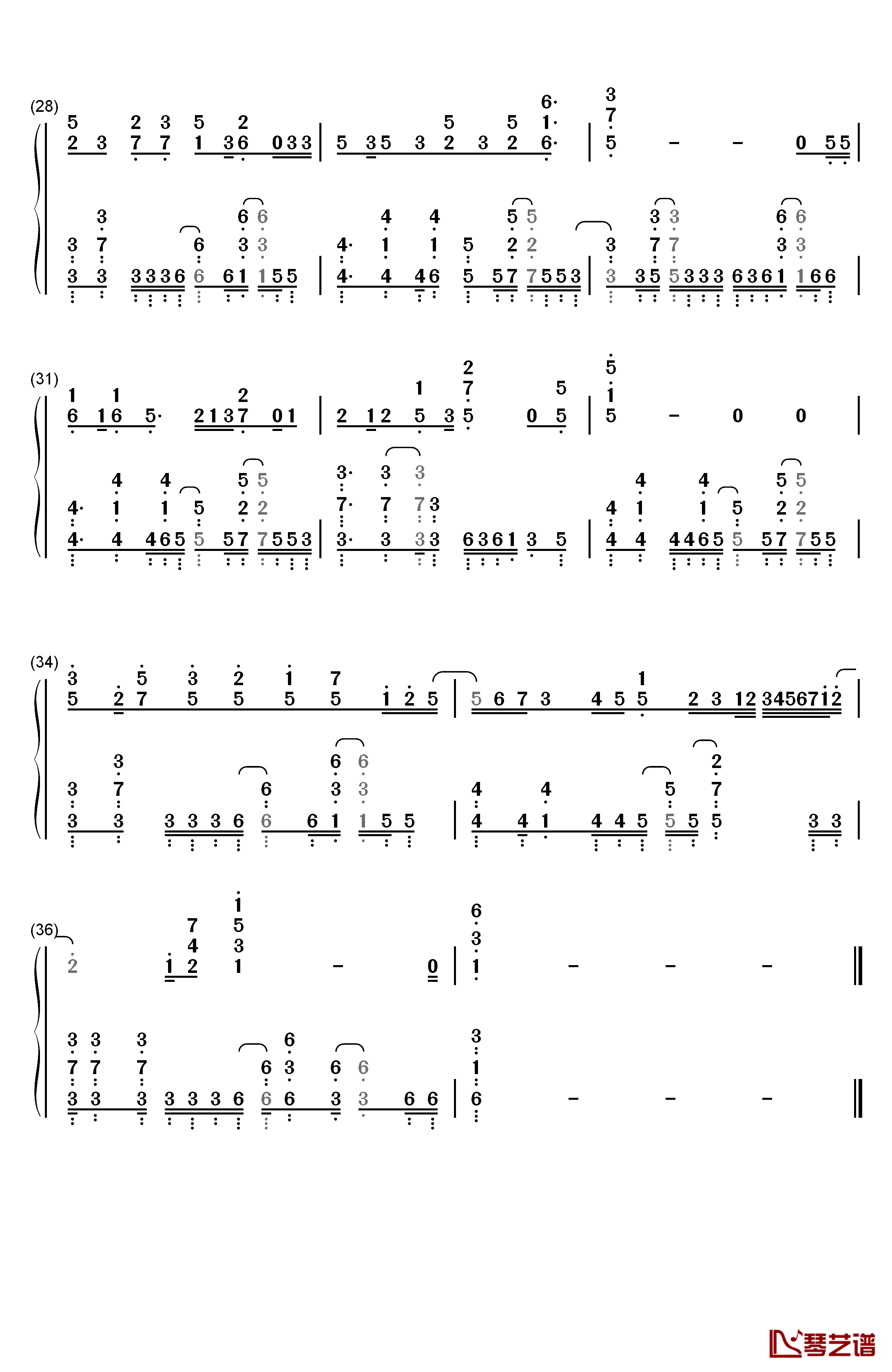 叫べ钢琴简谱-数字双手-沼仓爱美3