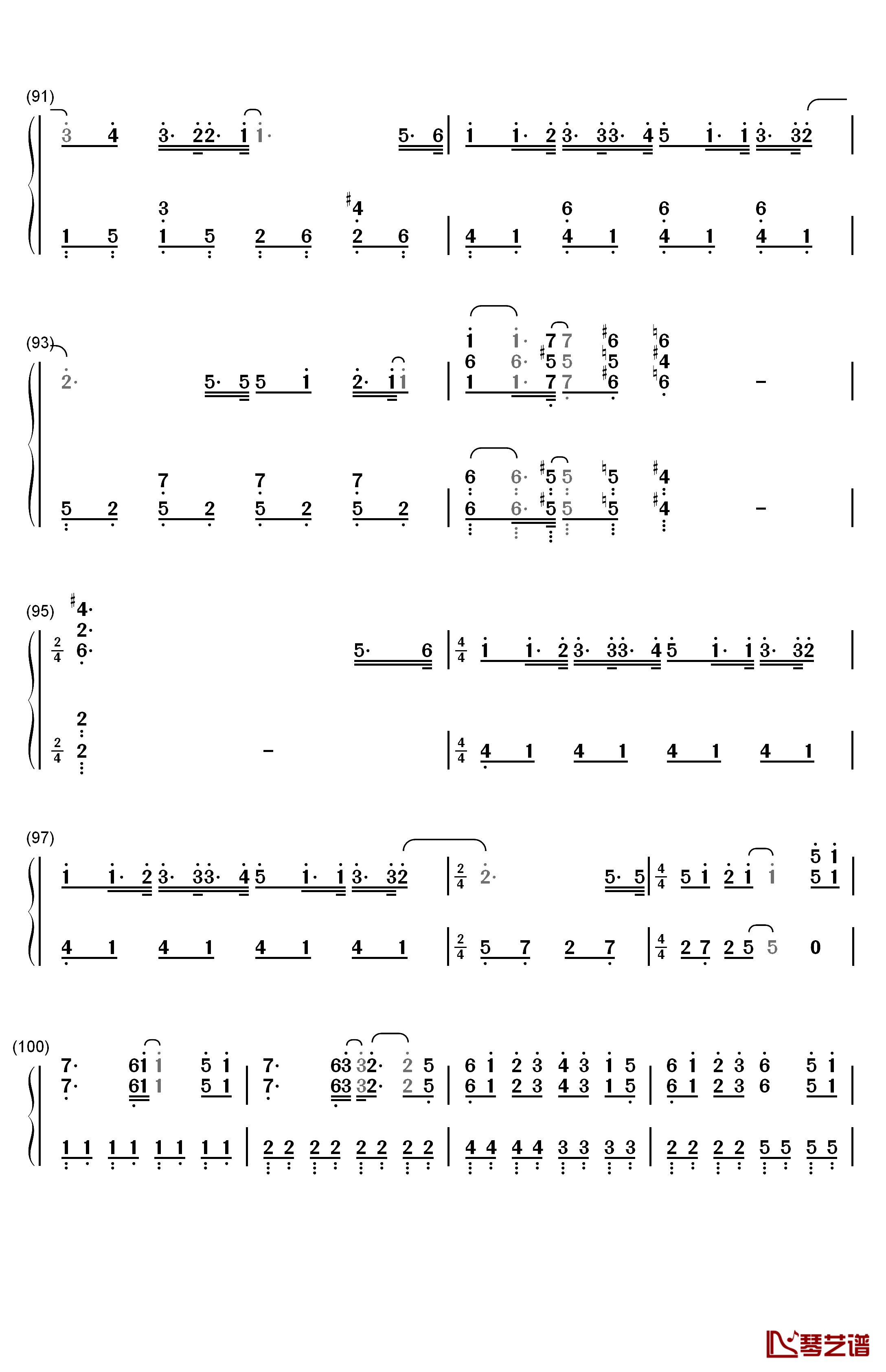 クリスマスソング钢琴简谱-数字双手-back number8